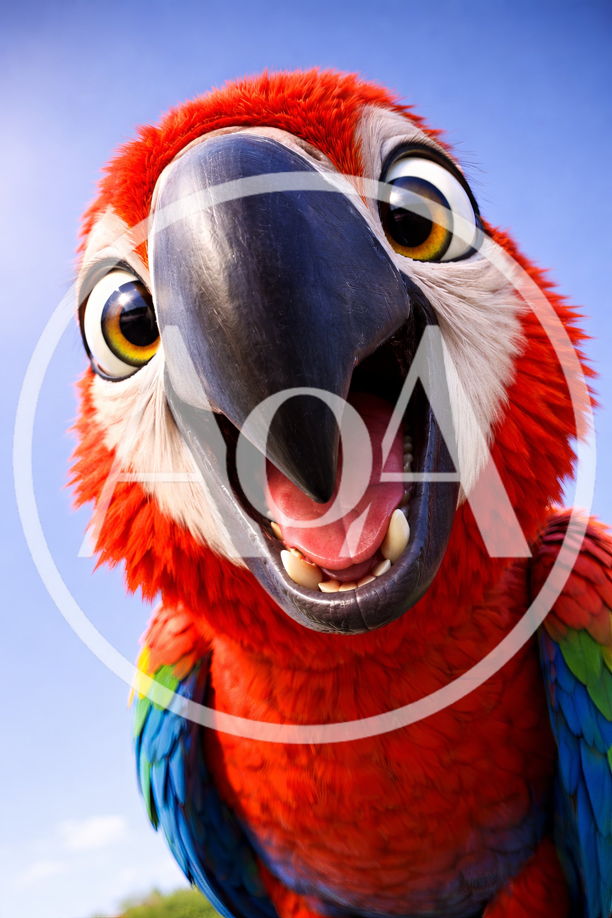 Close Up Portrait Of A Happy Macaw Parrot