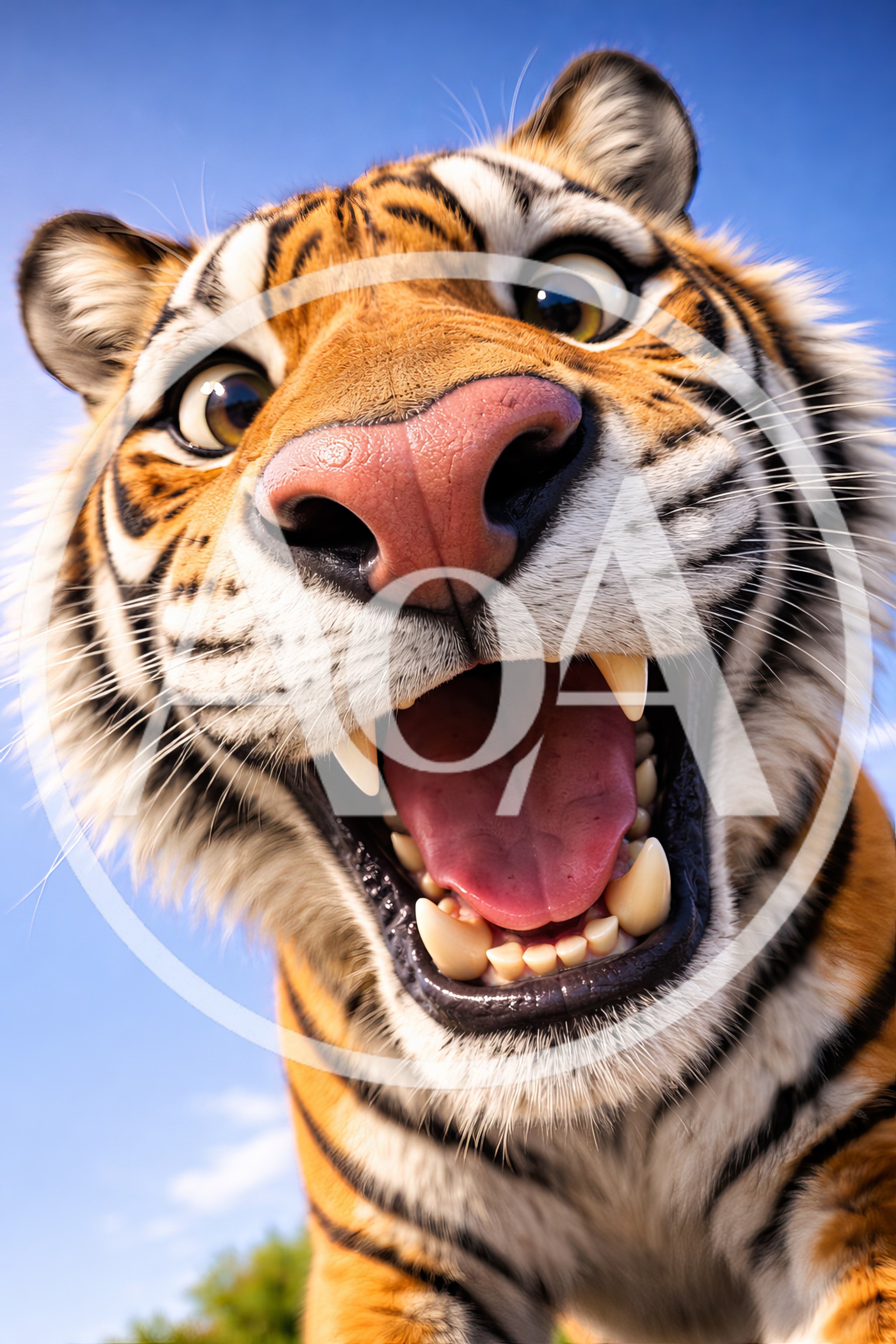 Close Up Portrait Of A Playful Tiger