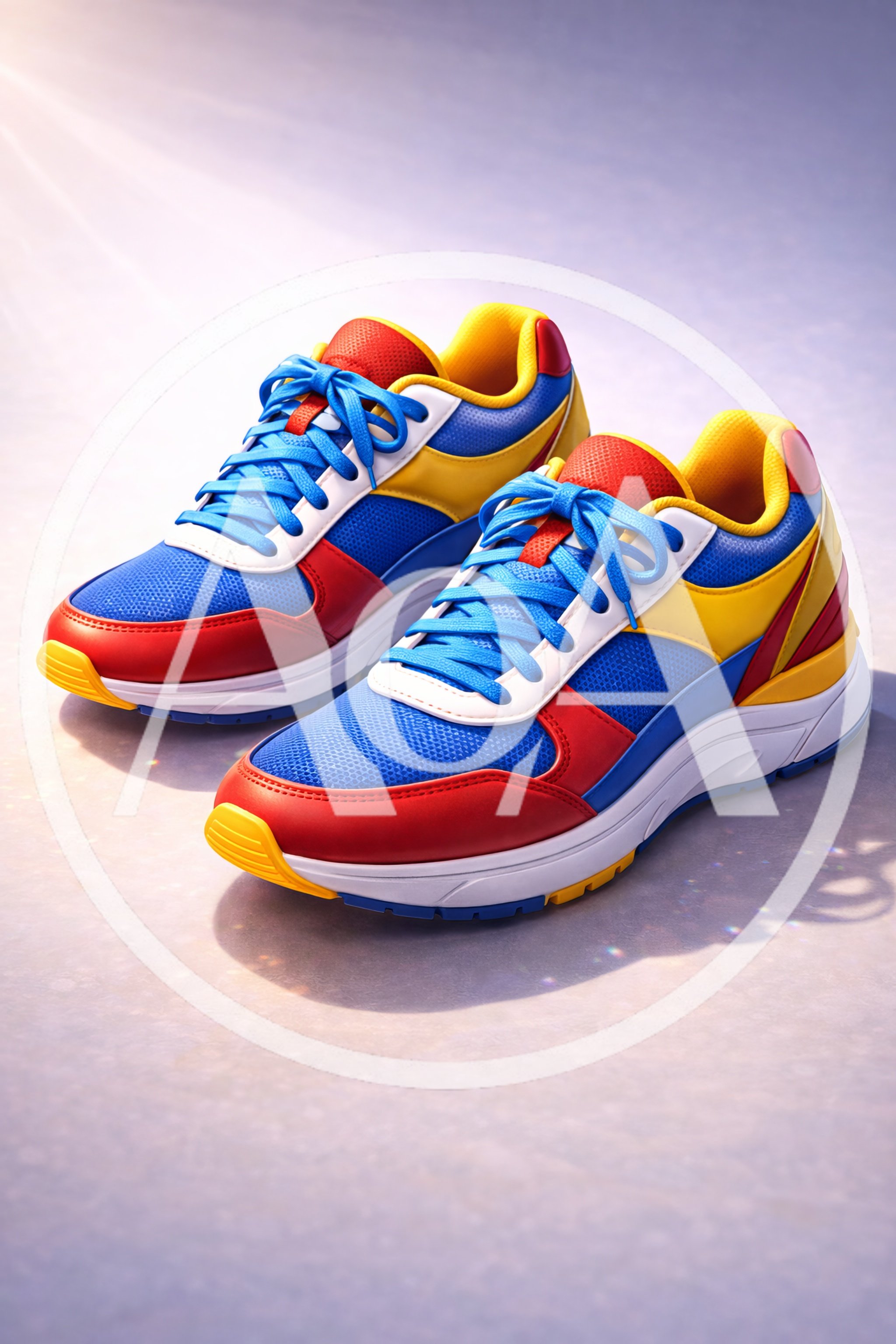 Pair Of Colorful Athletic Running Shoes