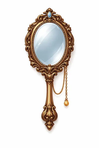 Ornate Antique Hand Mirror With Gold Filigree