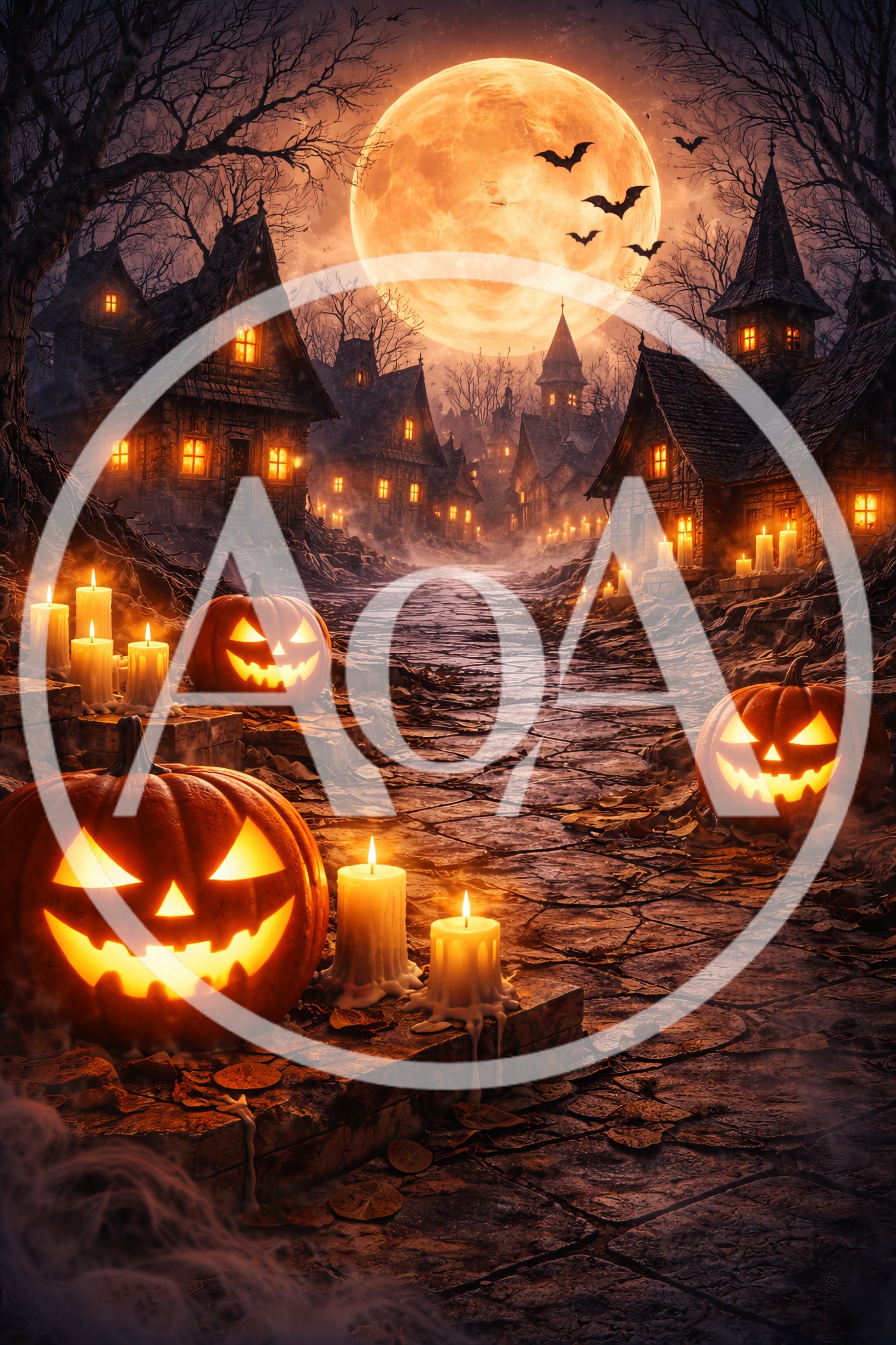 Spooky Halloween Village With Glowing Jack O Lanterns
