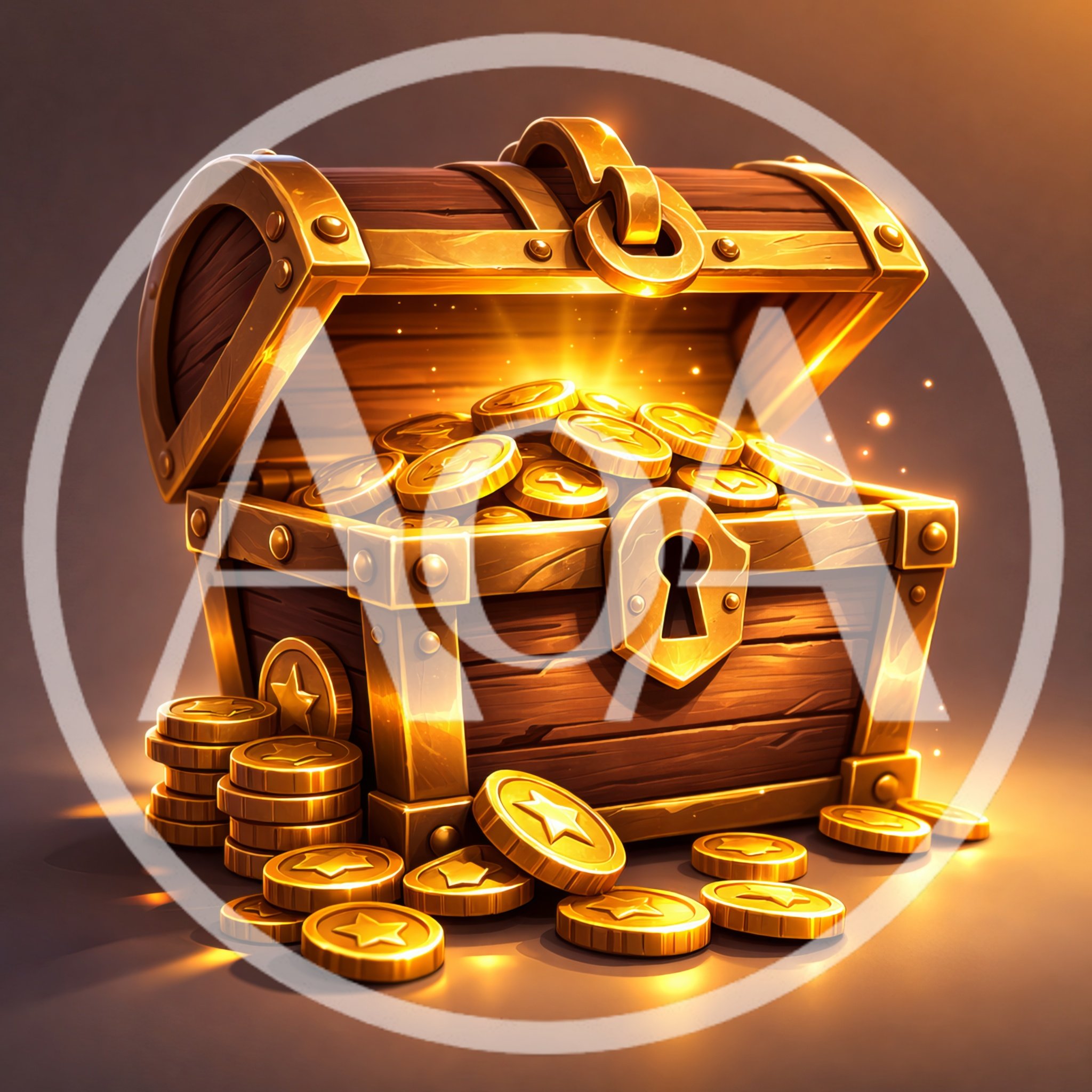 Open Wooden Treasure Chest Filled With Glowing Gold Coins