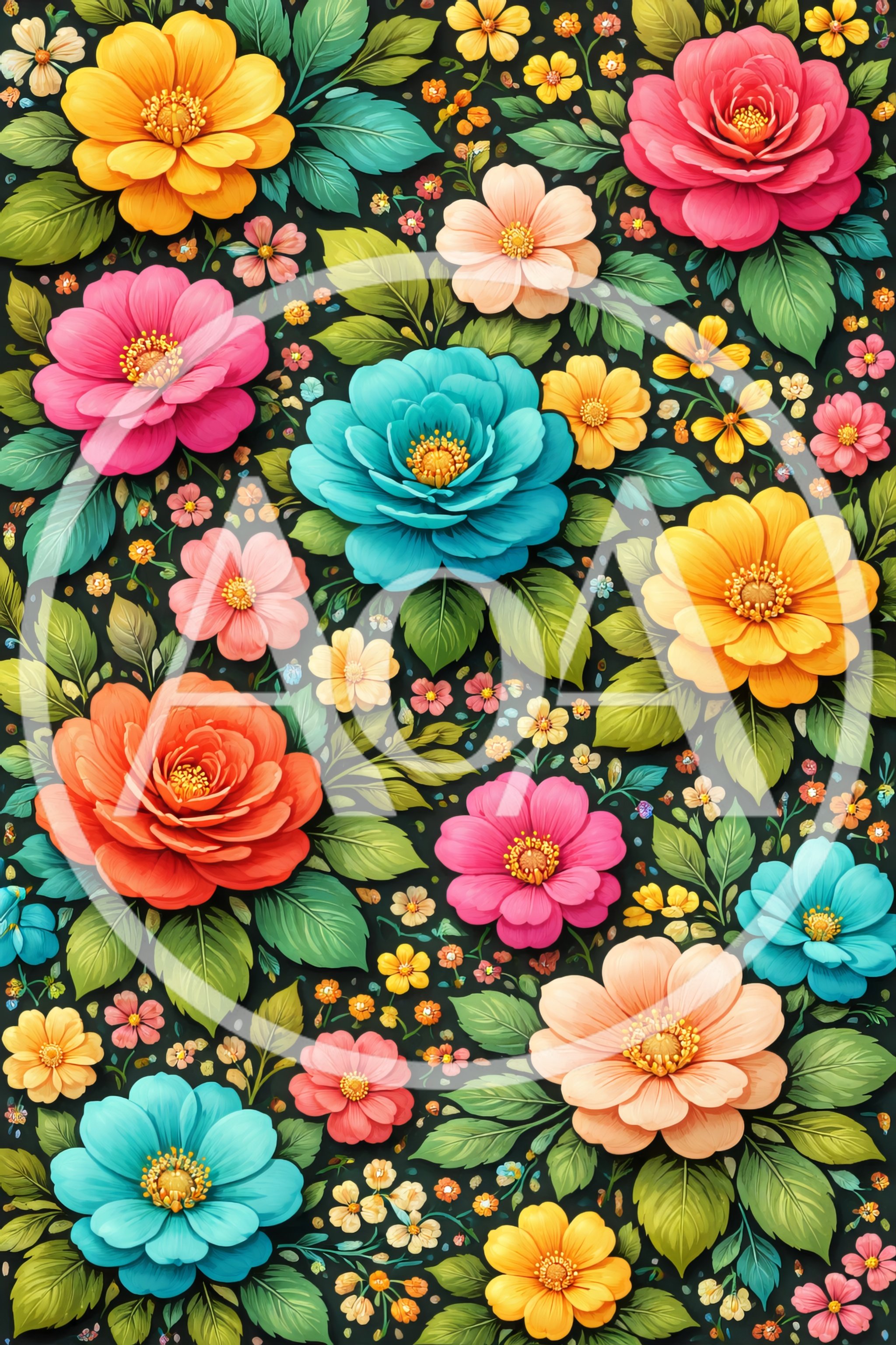 Vibrant Floral Pattern With Colorful Blossoms