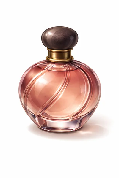 Elegant Pink Glass Perfume Bottle With Gold Cap
