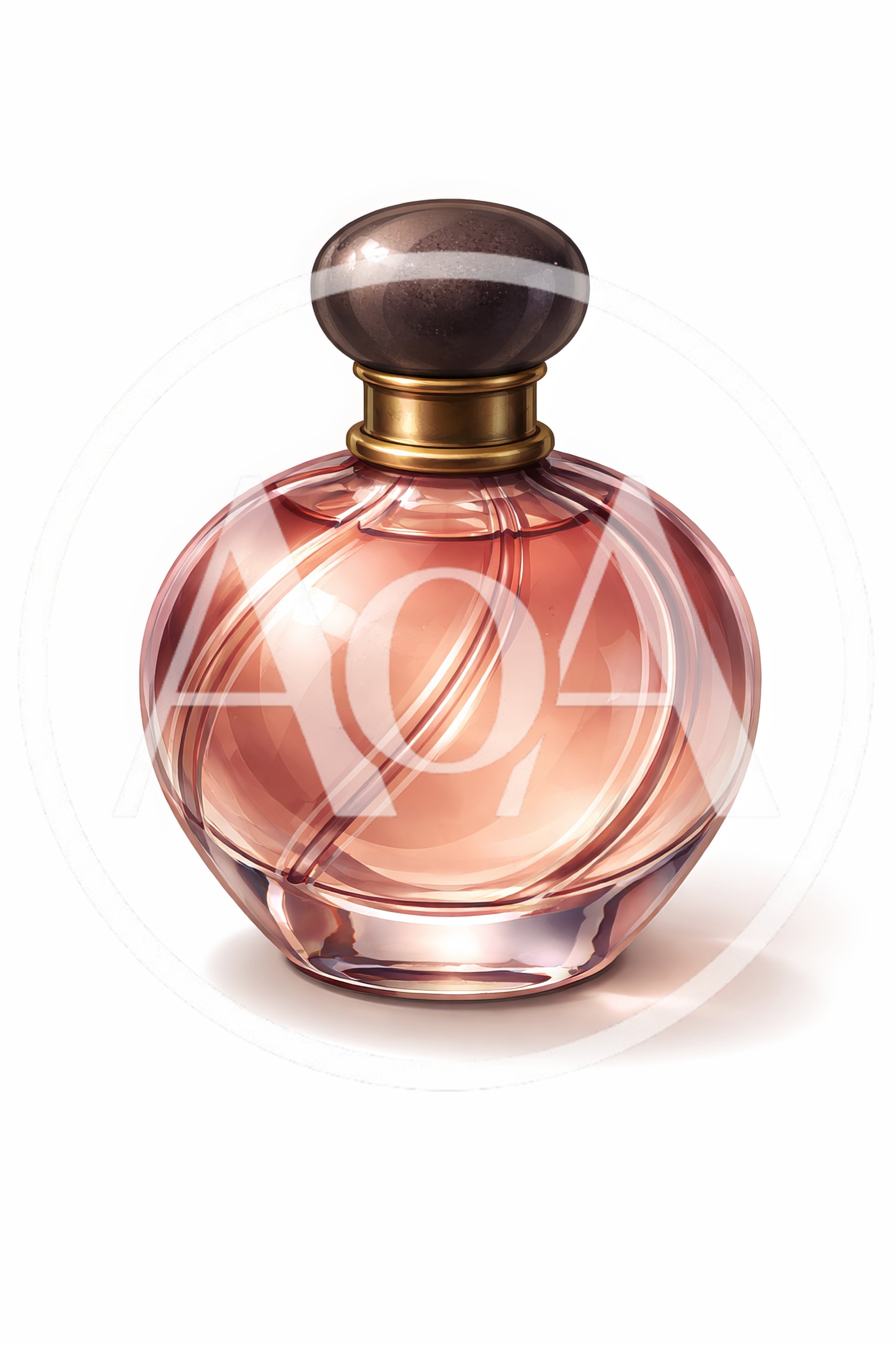 Elegant Pink Glass Perfume Bottle With Gold Cap