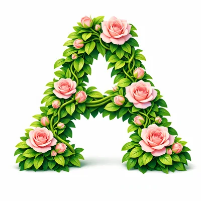 Floral Letter A Made Of Pink Roses And Leaves
