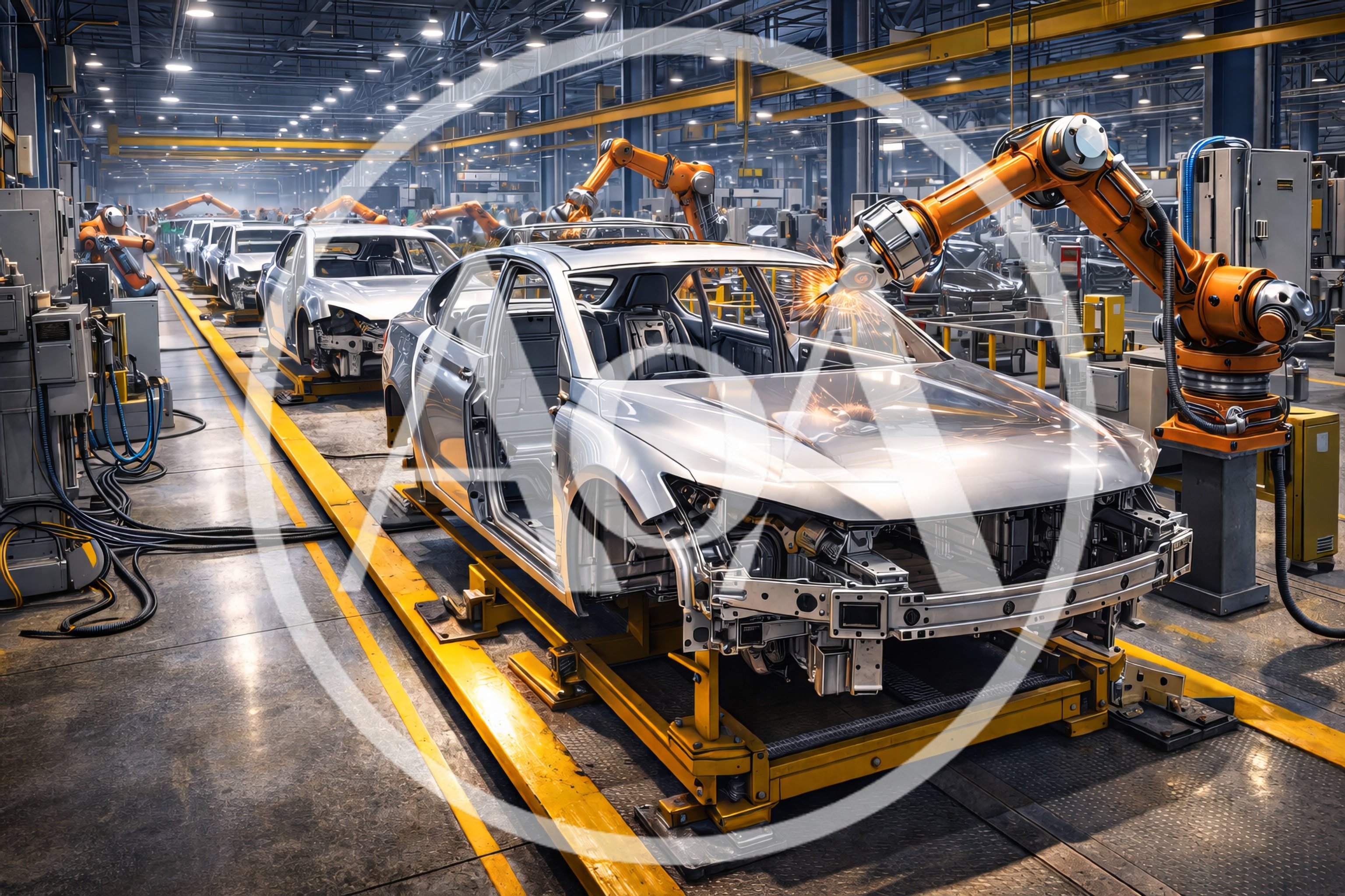 Automated Robotic Welding On Car Assembly Line
