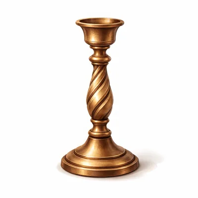 Antique Brass Candlestick Holder Isolated On White Background