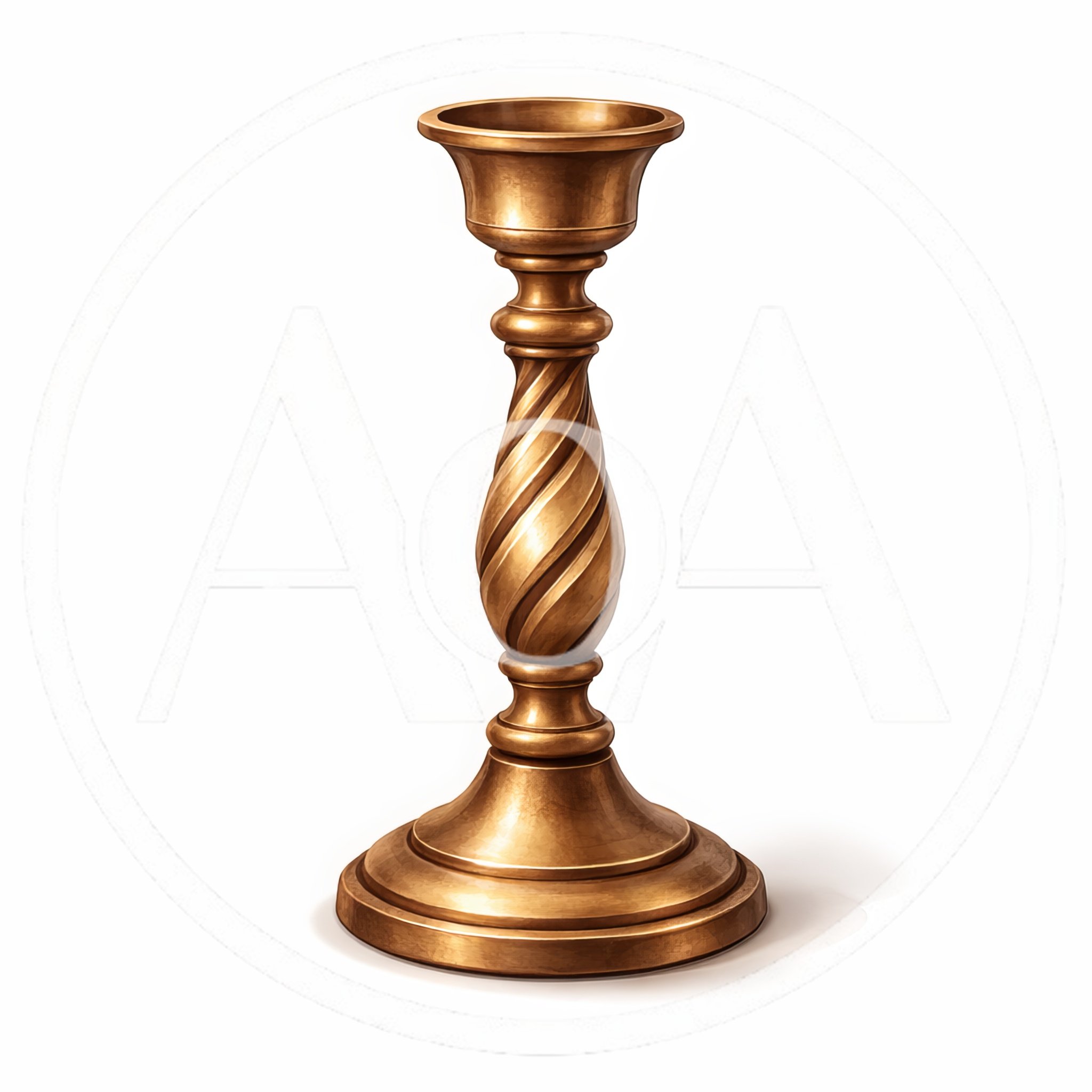 Antique Brass Candlestick Holder Isolated On White Background
