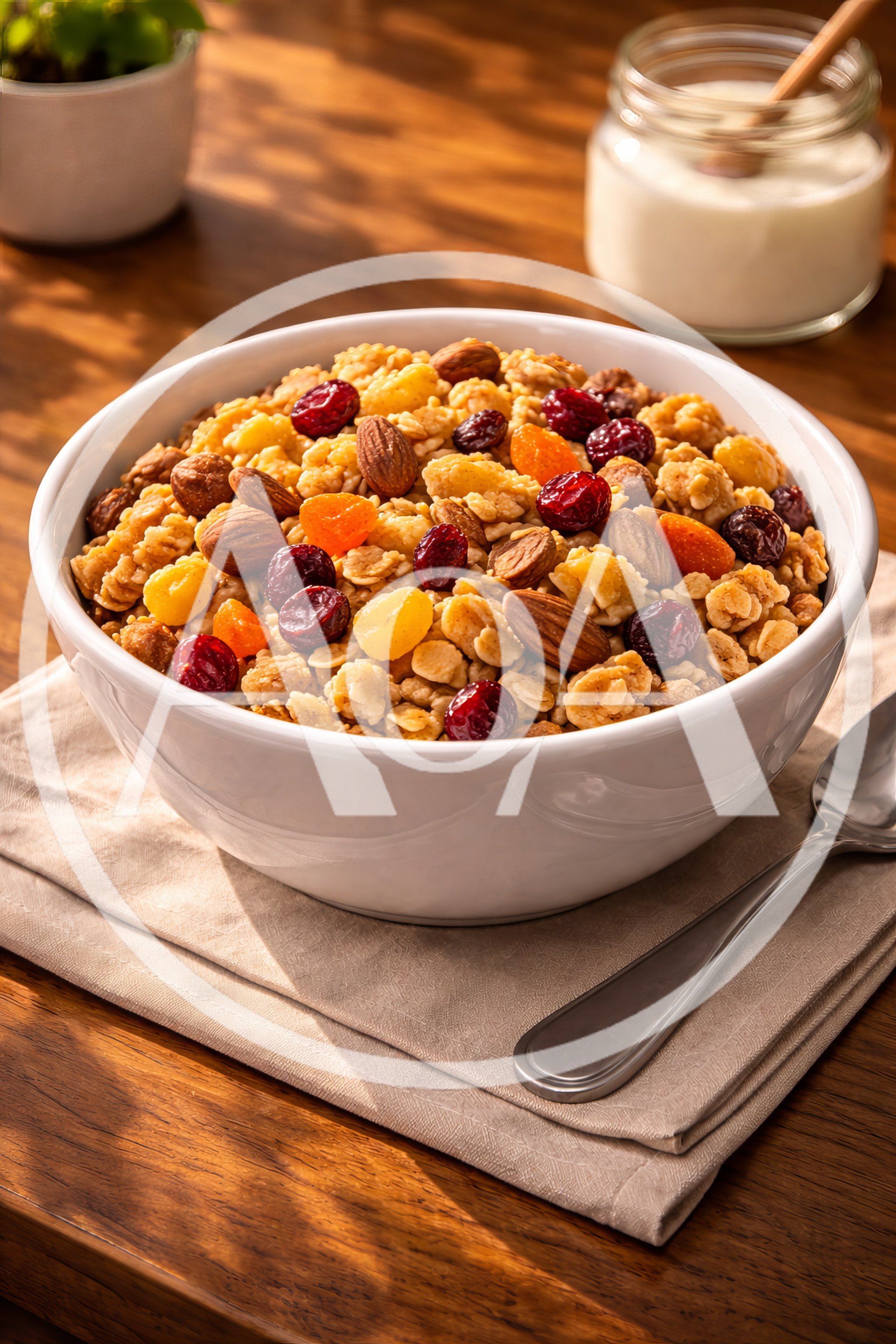Bowl Of Healthy Granola With Nuts And Dried Fruit