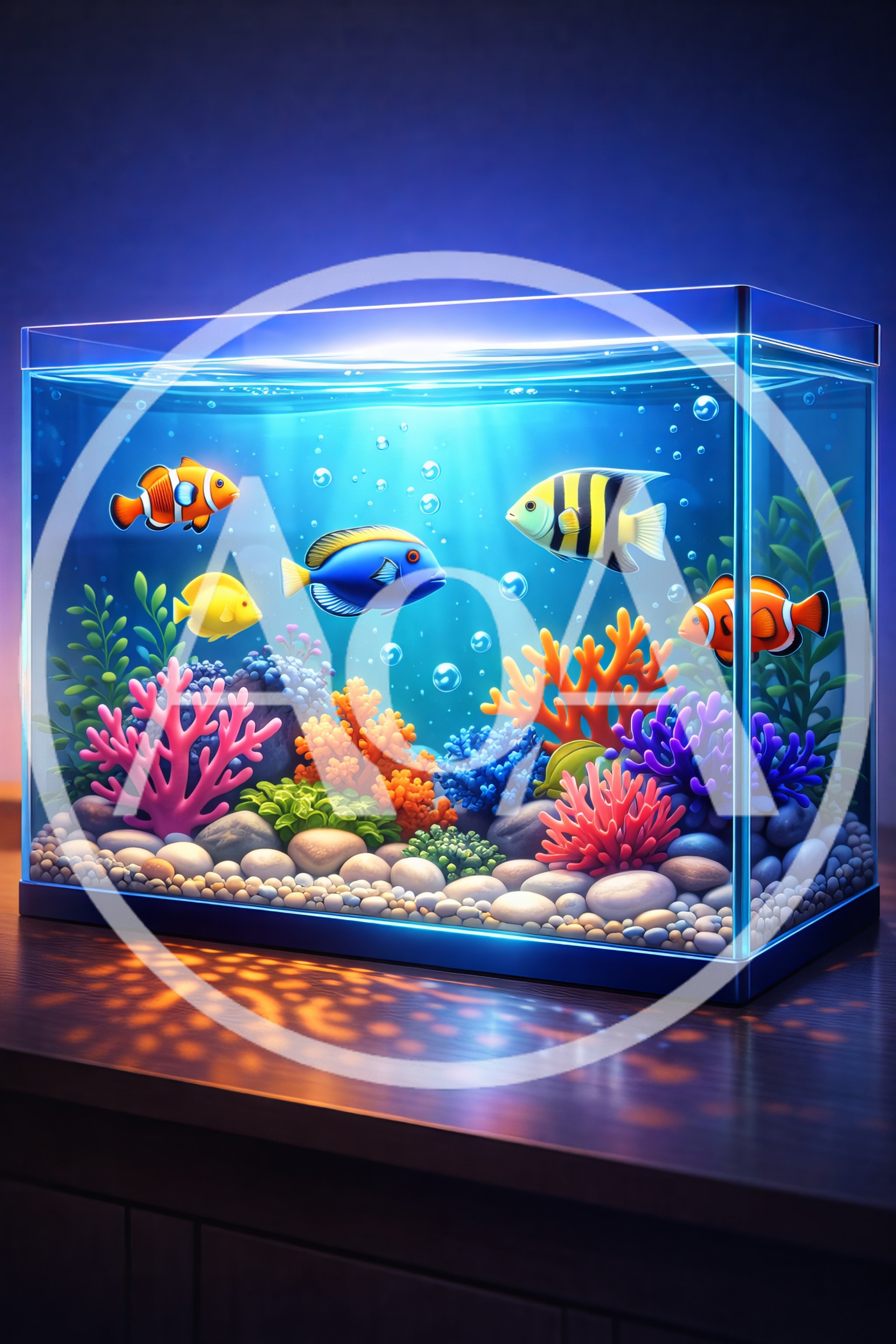 Vibrant Tropical Fish Swimming In A Glass Aquarium