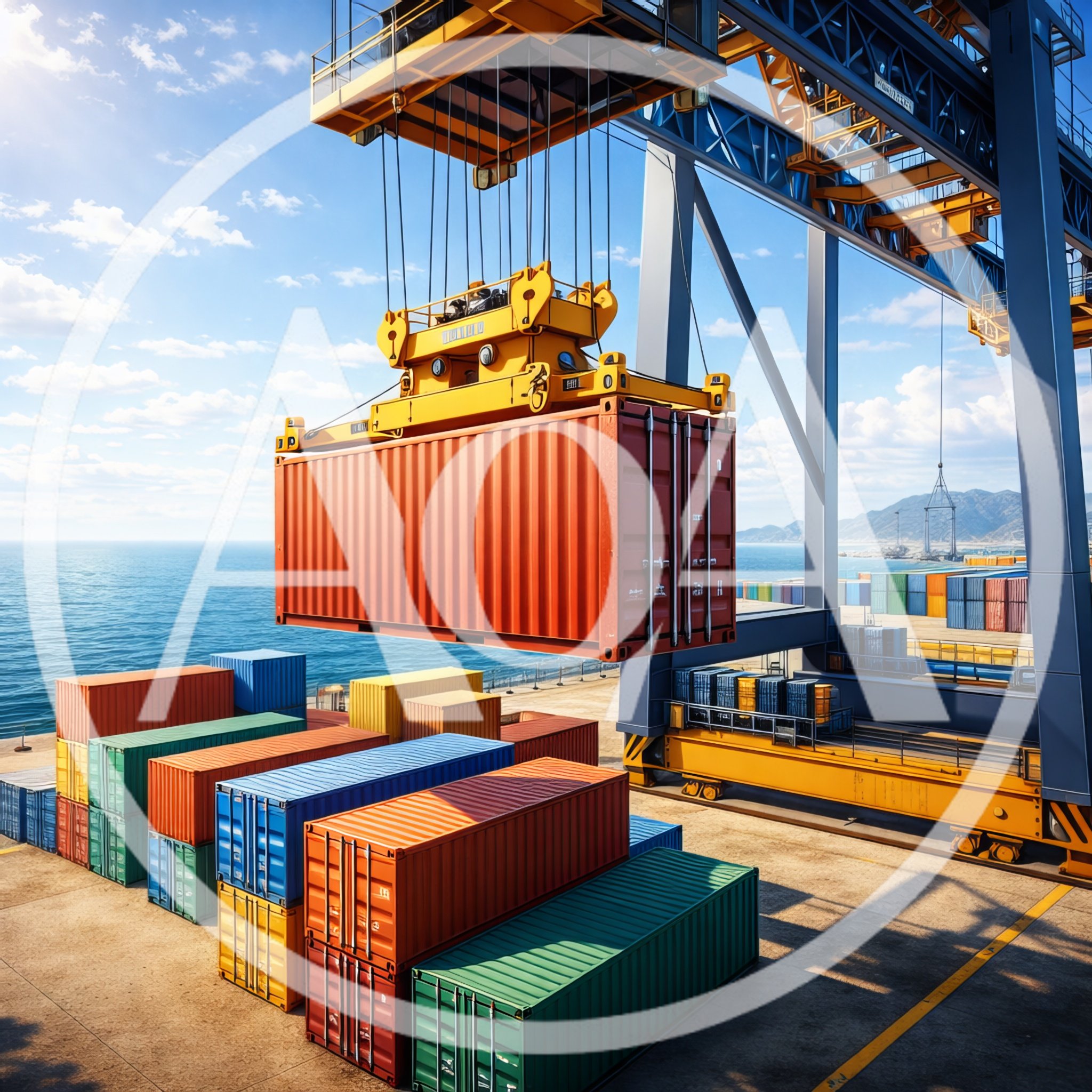 Industrial Port Crane Lifting Shipping Container