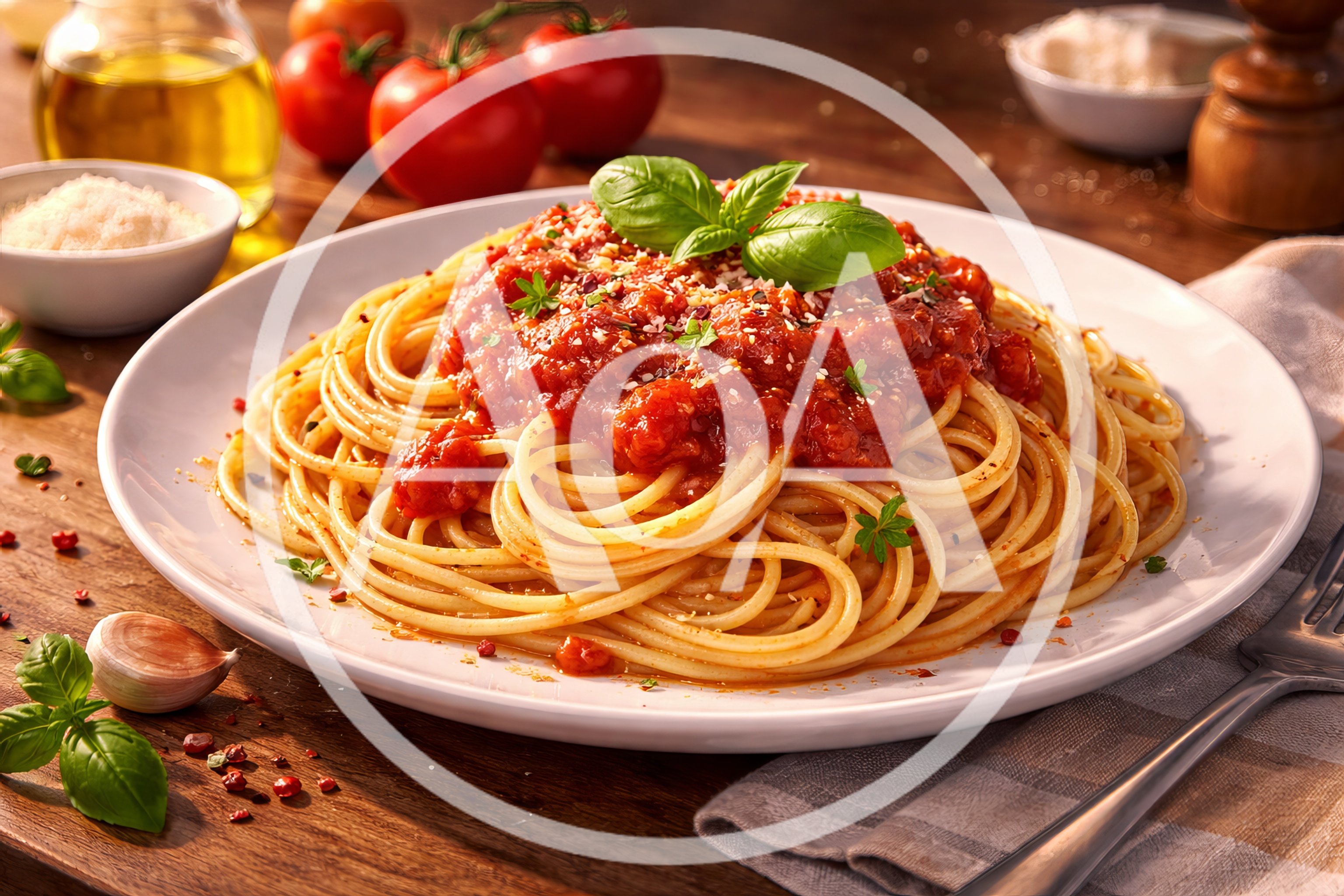 Spaghetti With Tomato Sauce And Fresh Basil