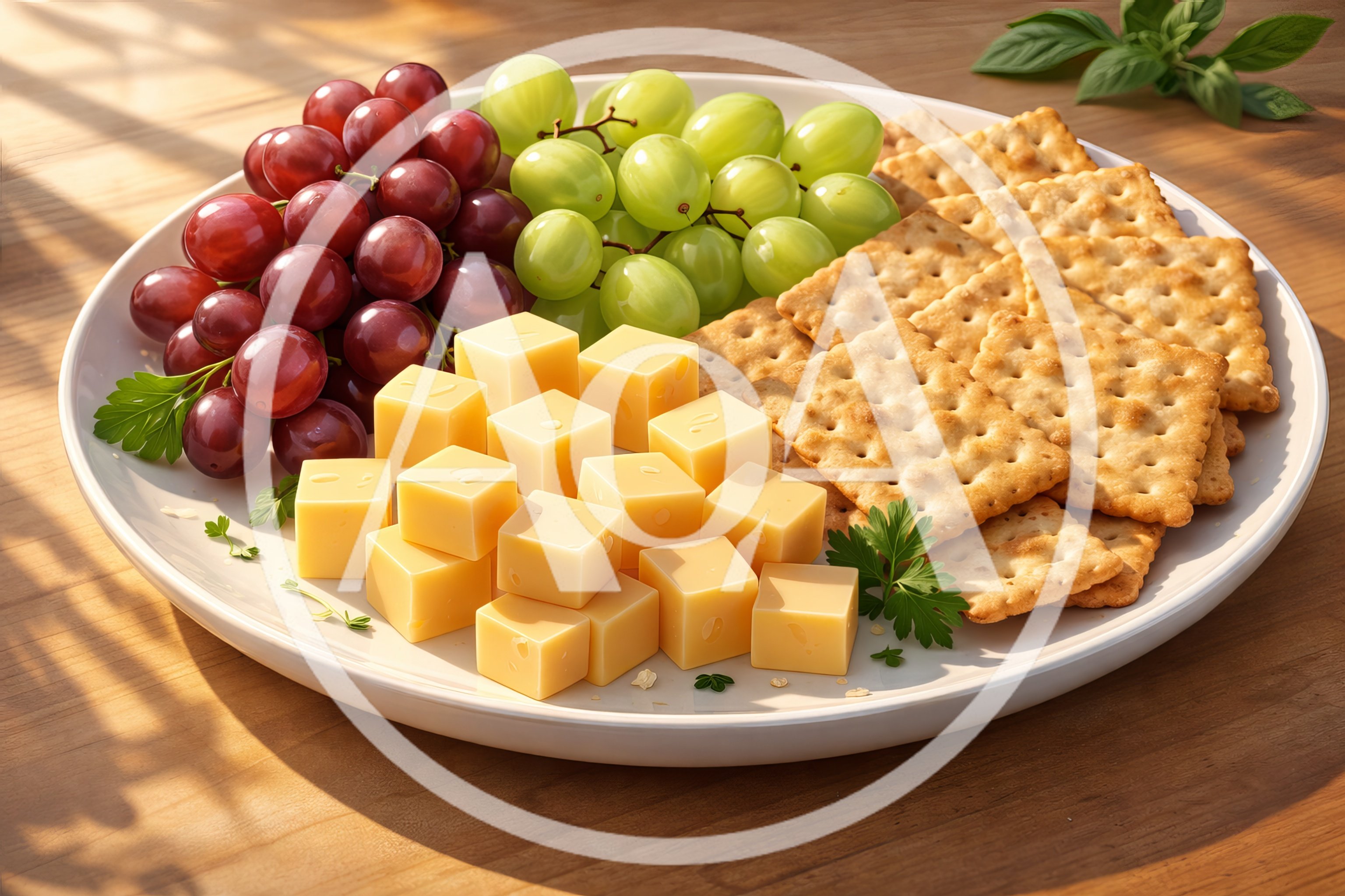 Appetizer Platter With Cheese Grapes And Crackers