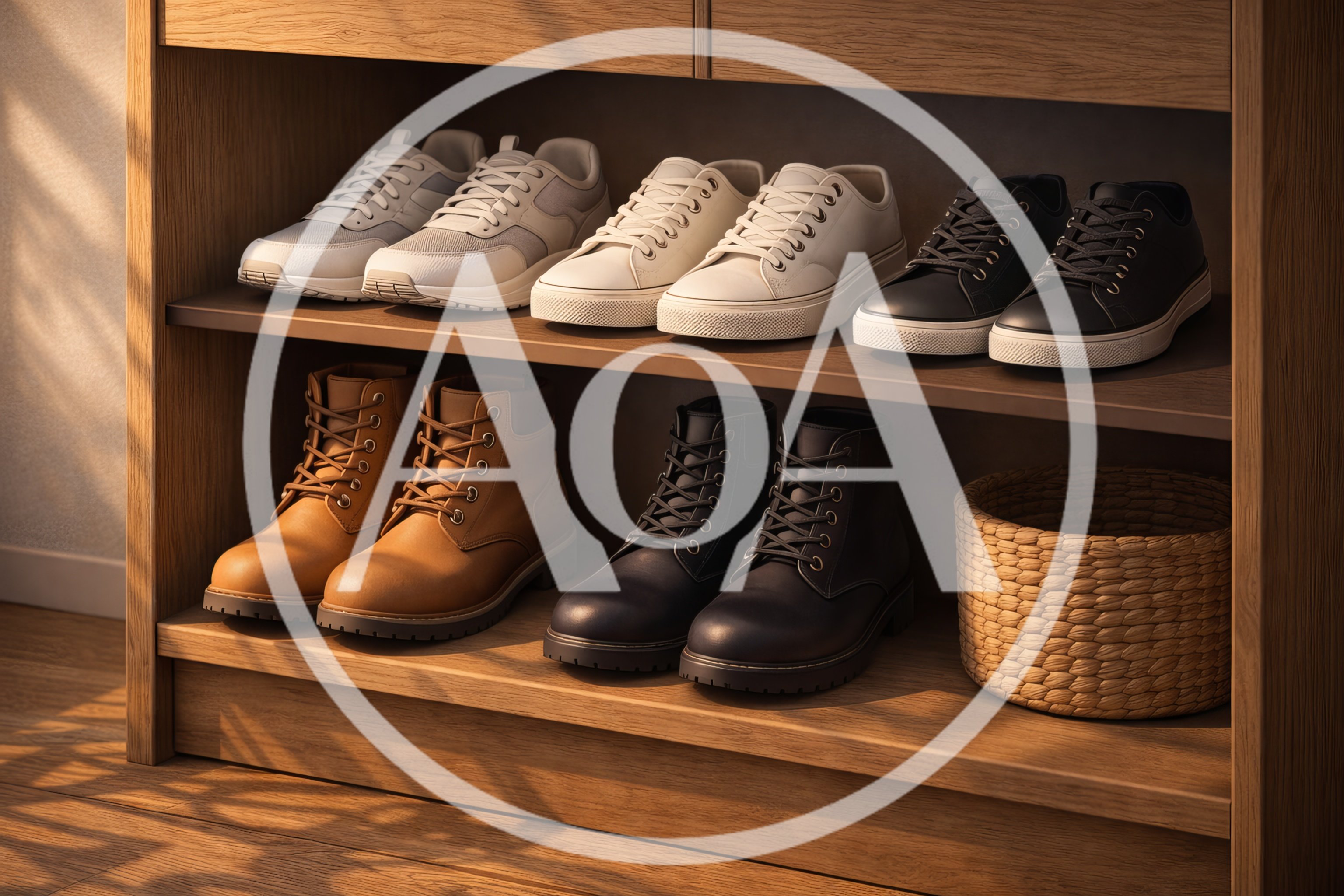 Wooden Shoe Rack With Organized Footwear