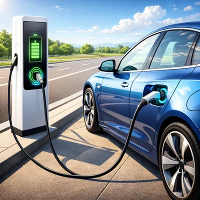 Electric Vehicle Charging At A Roadside Station
