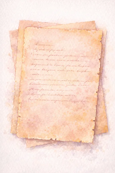 Vintage Parchment Paper Stack With Handwritten Script