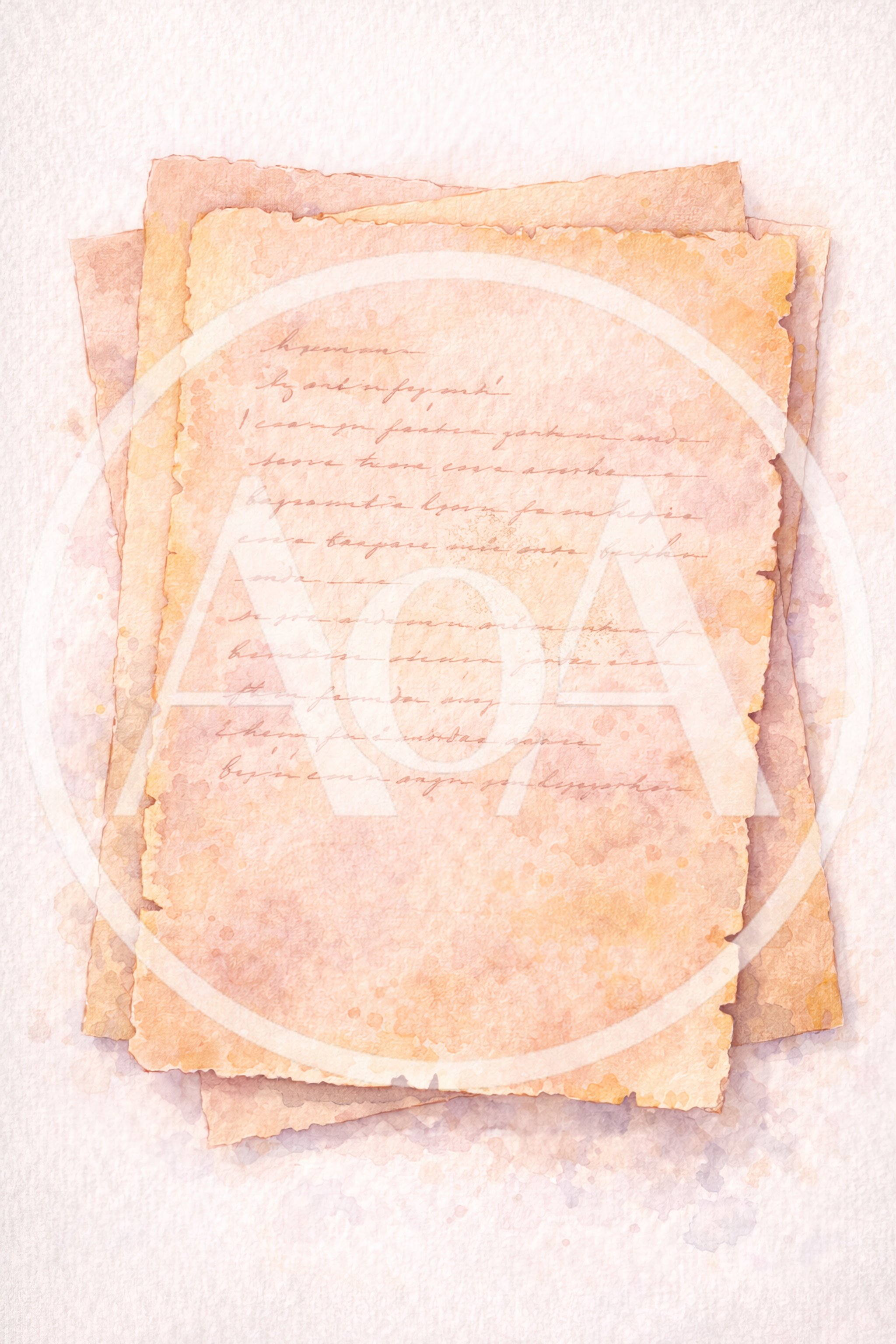 Vintage Parchment Paper Stack With Handwritten Script