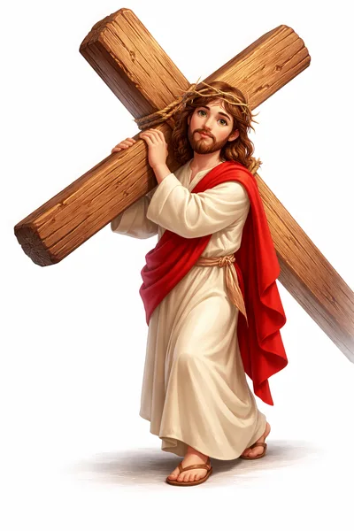 Jesus Christ Carrying The Wooden Cross