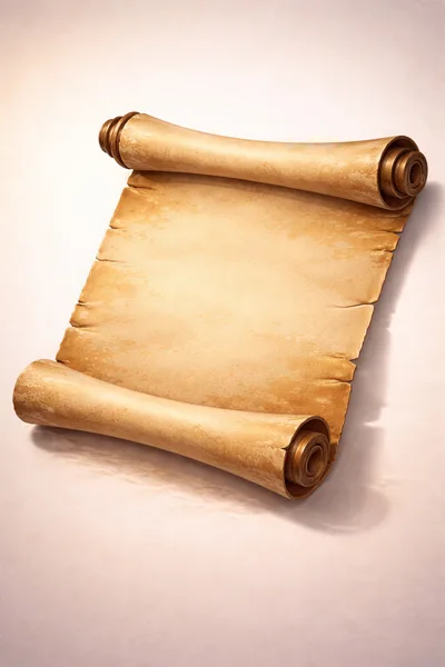 Blank Aged Parchment Scroll On Light Background