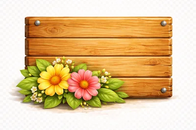 Wooden Signboard Decorated With Vibrant Spring Flowers