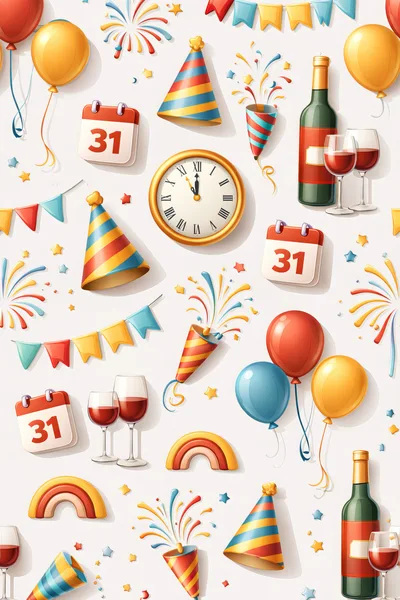 New Year Celebration Seamless Pattern Background