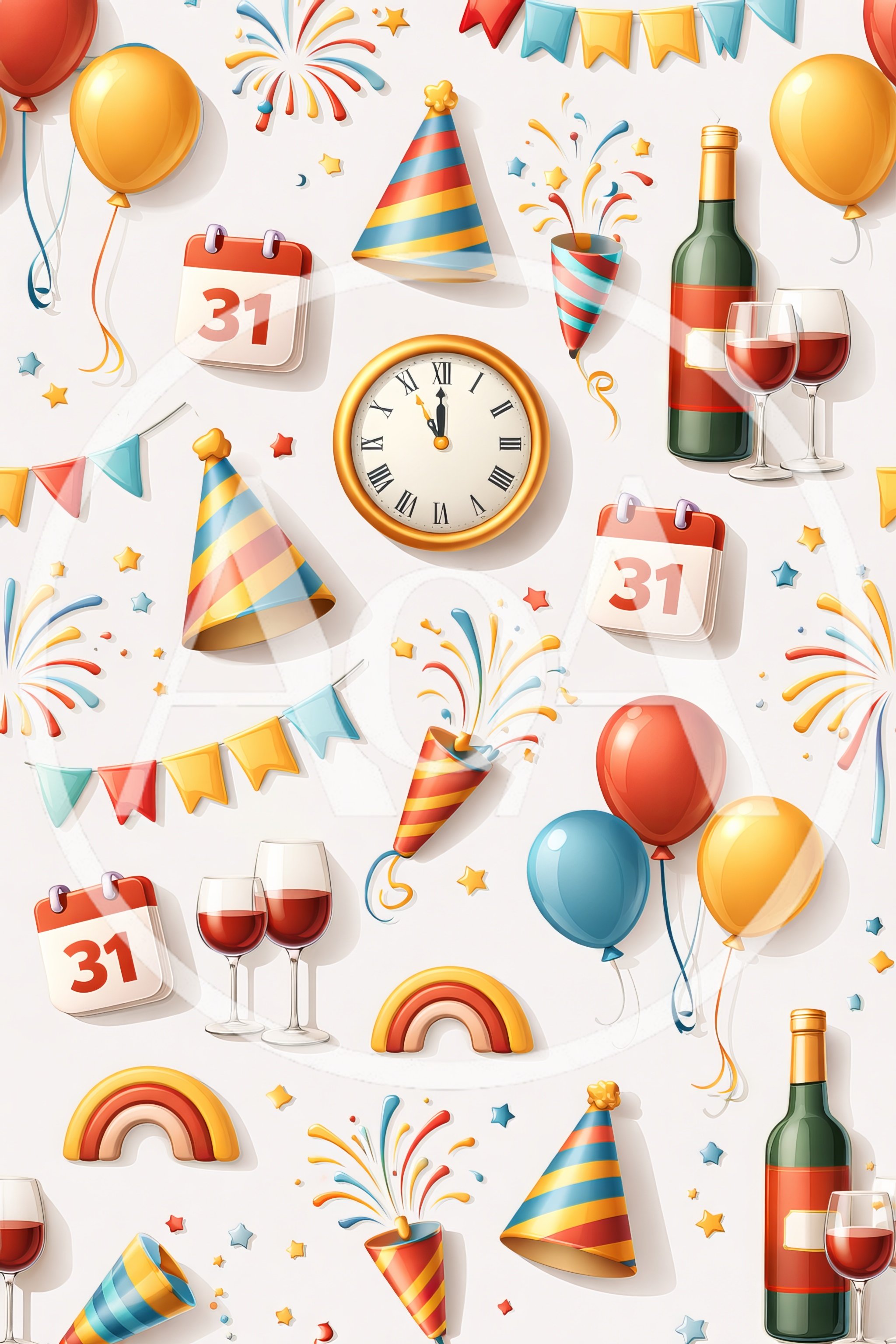 New Year Celebration Seamless Pattern Background