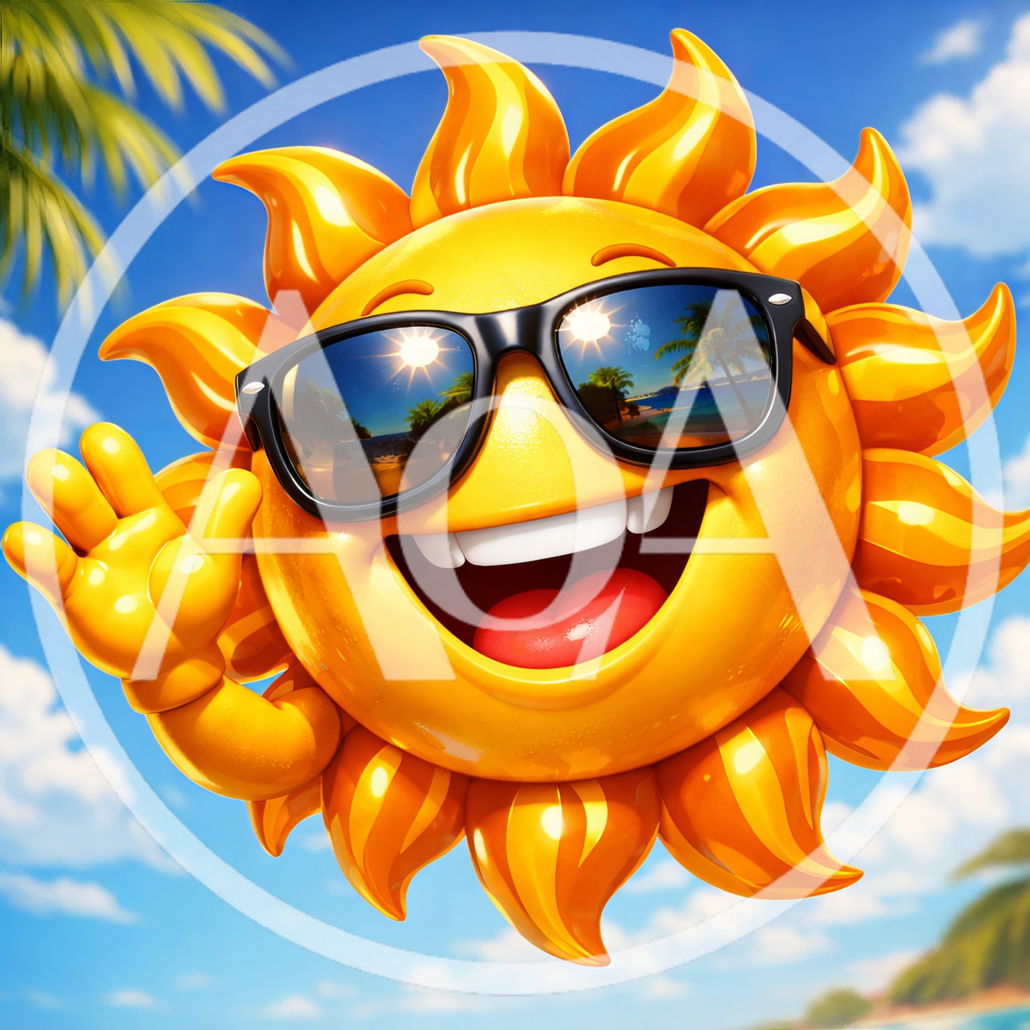 Cheerful Cartoon Sun Character Waving Hello
