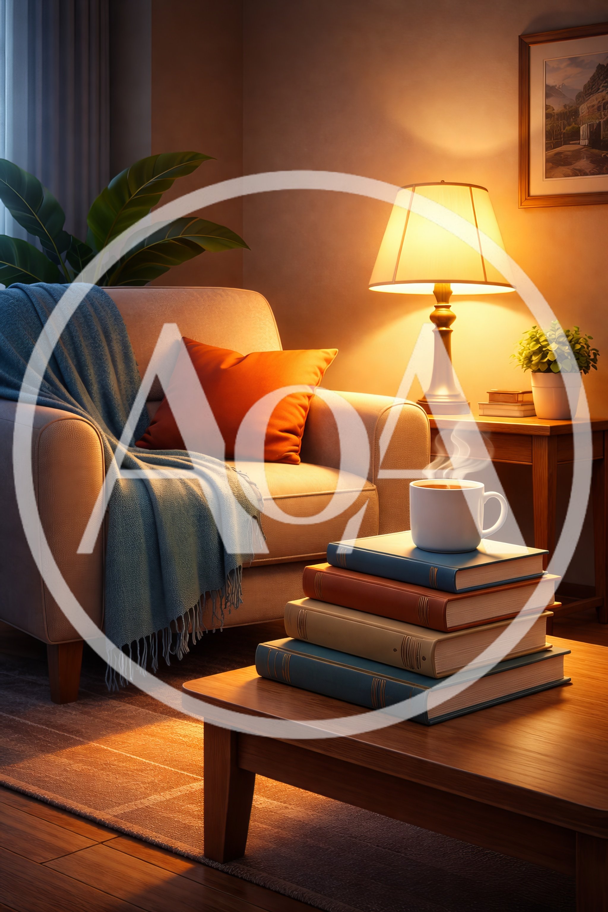Cozy Reading Nook With Books And Steaming Coffee