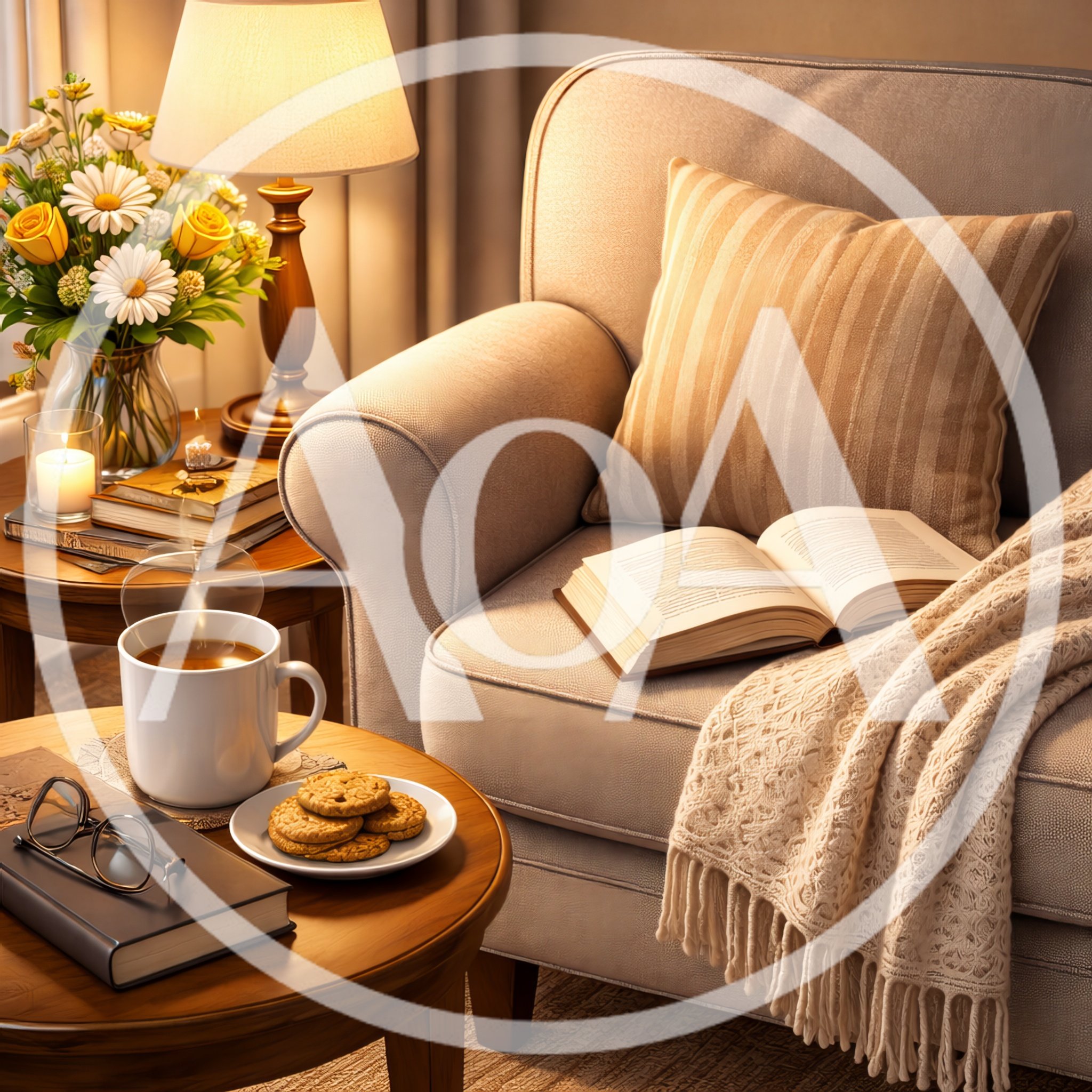 Cozy Reading Nook With Book And Tea