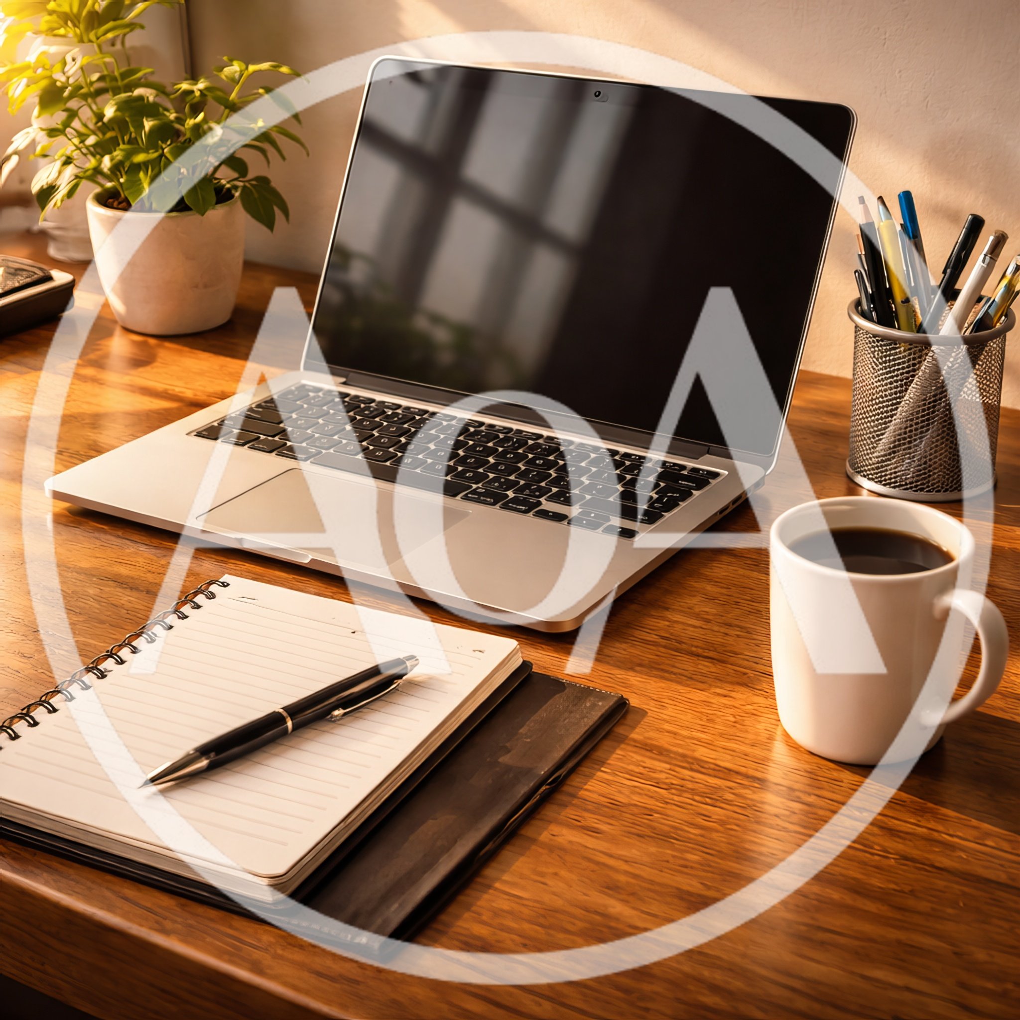 Modern Home Office Workspace With Laptop And Coffee