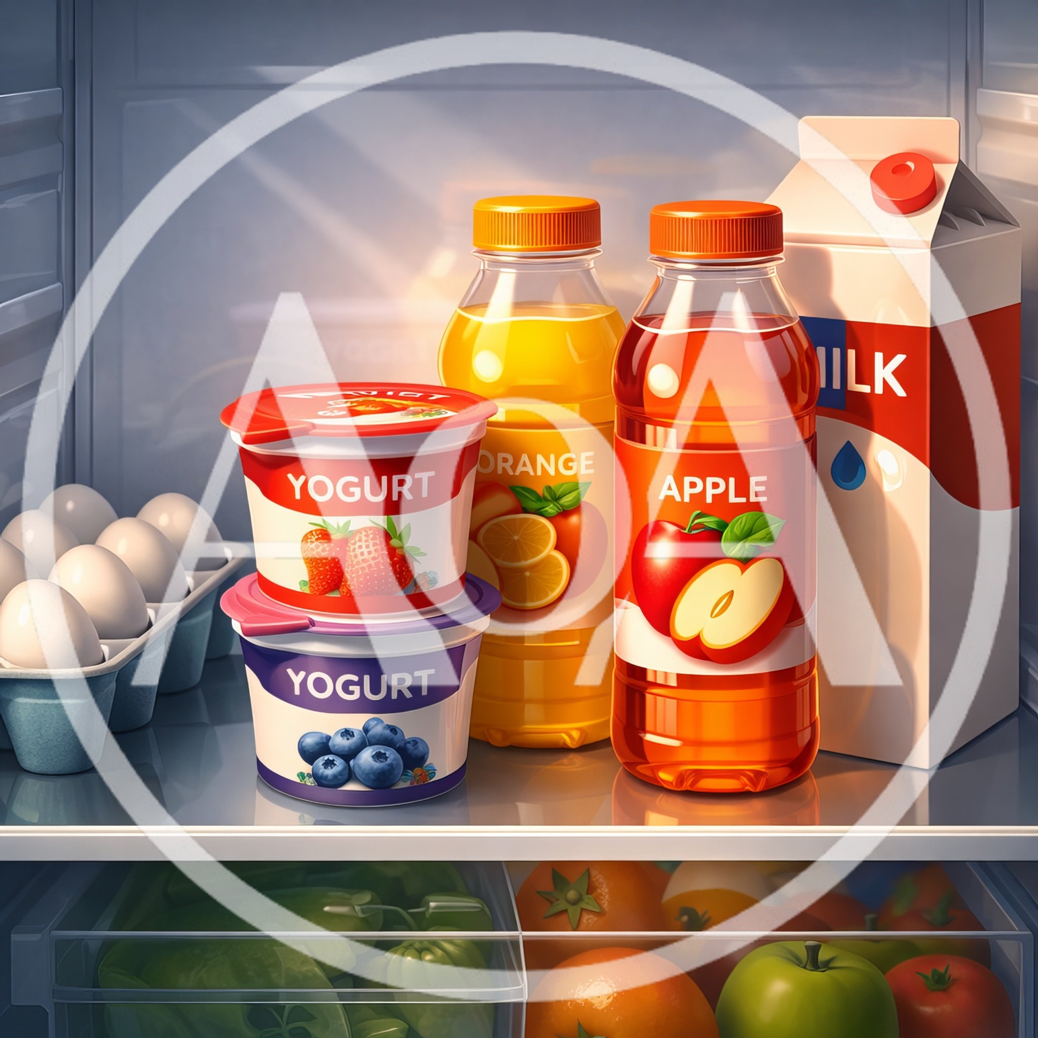 Assorted Groceries Inside A Refrigerator Shelf