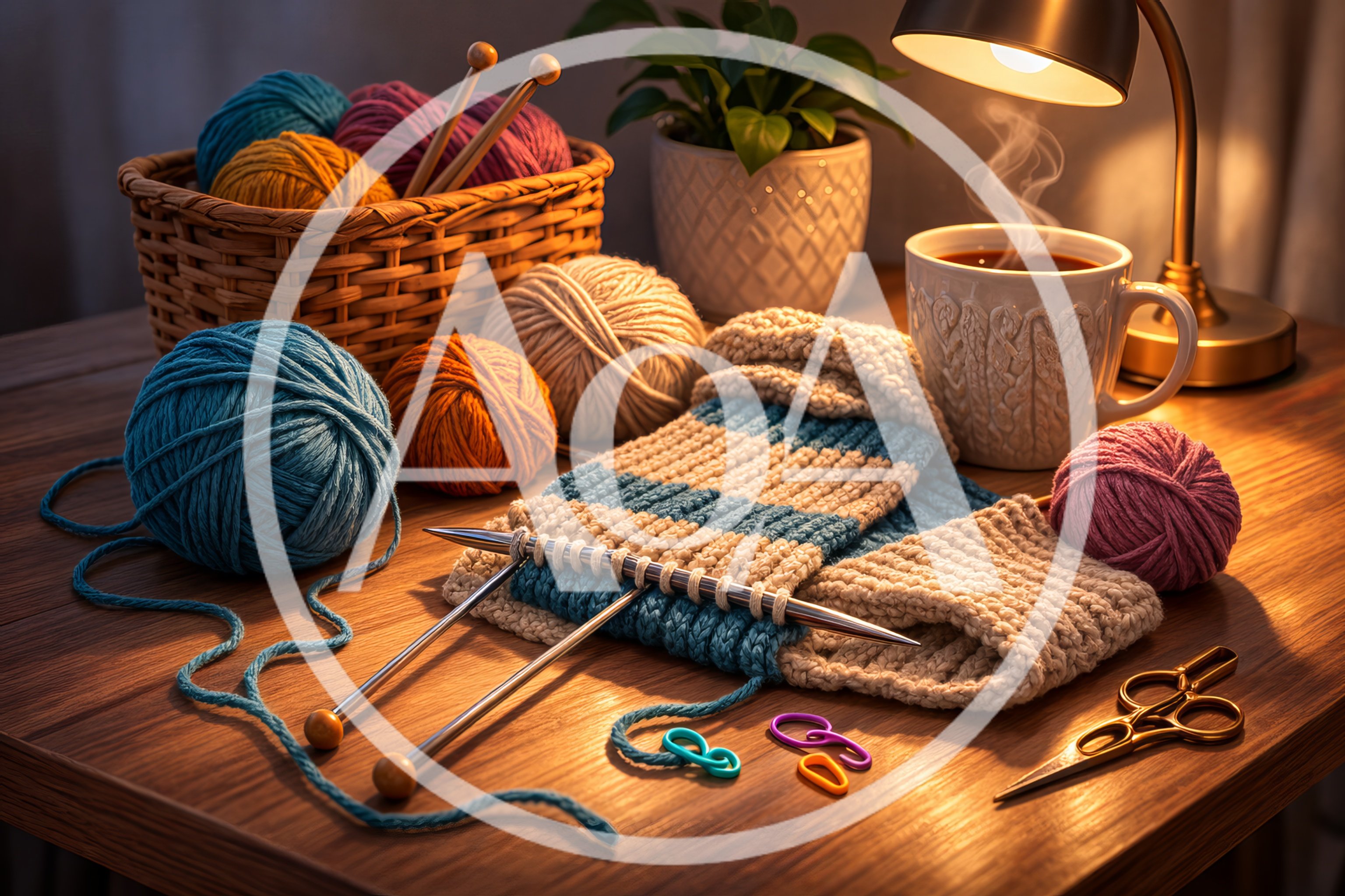 Cozy Knitting Project With Yarn And Hot Coffee