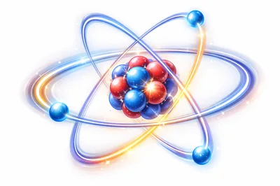 3D Illustration Of A Glowing Atomic Structure
