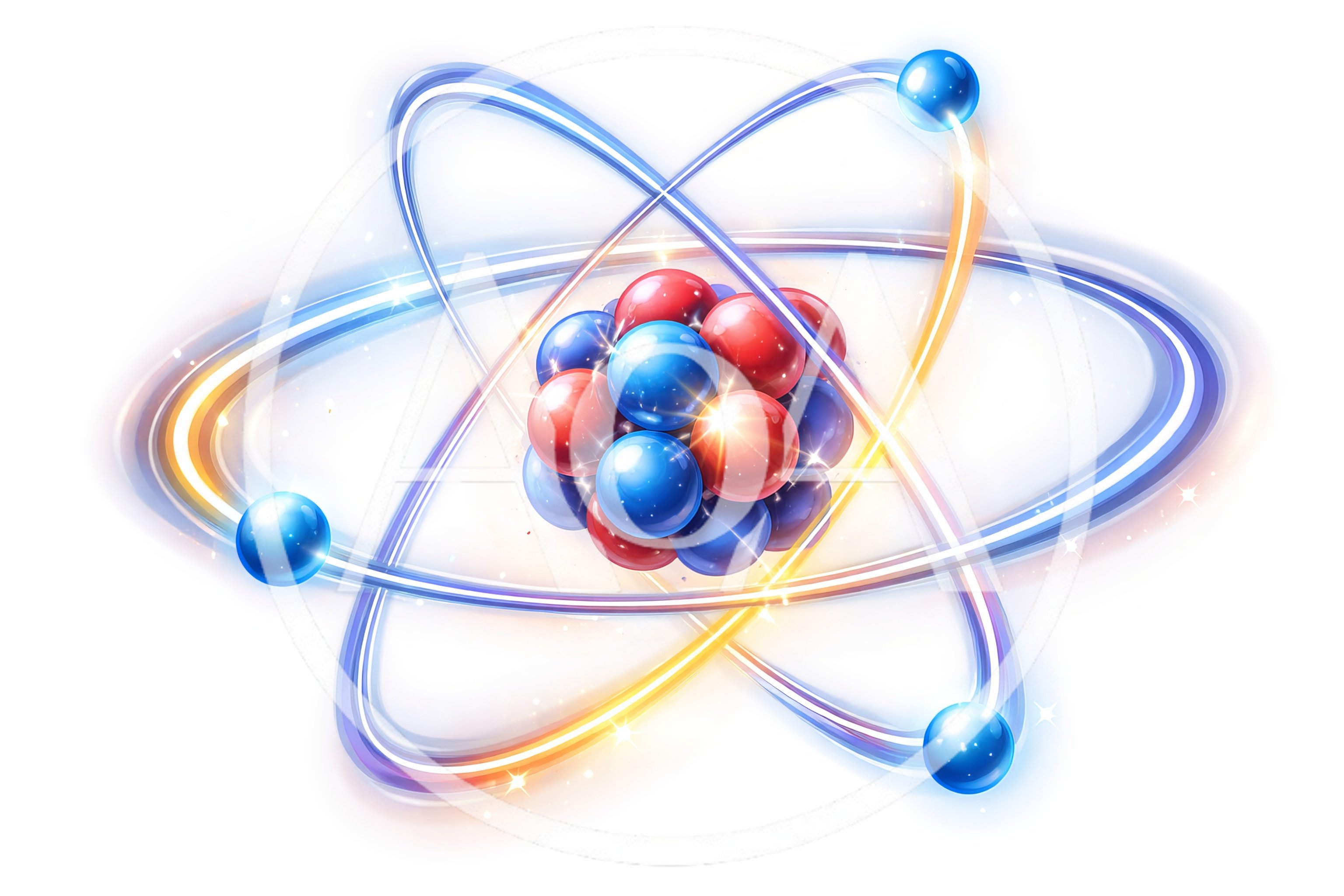 3D Illustration Of A Glowing Atomic Structure