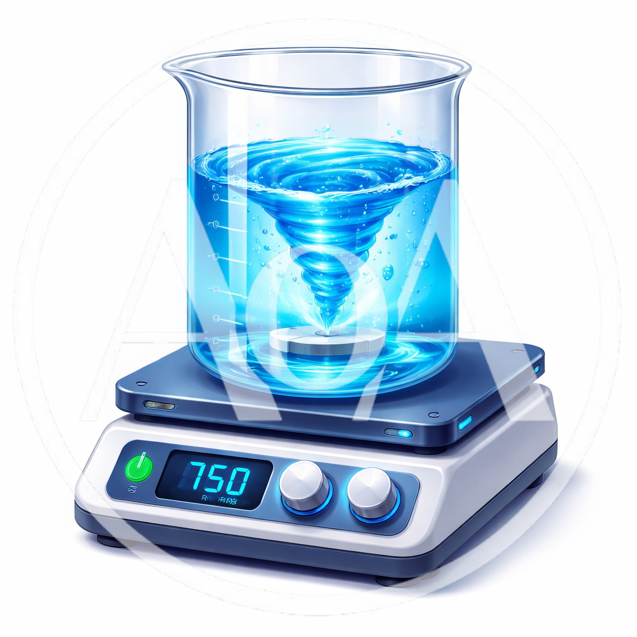 Magnetic Stirrer Mixing Blue Liquid In Laboratory Beaker