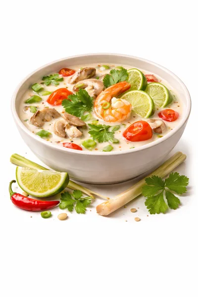 Bowl Of Creamy Tom Yum Soup With Shrimp