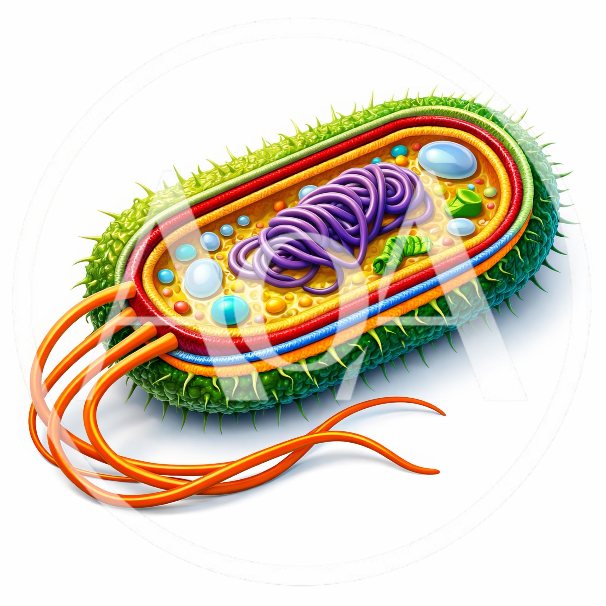 3D Illustration Of A Prokaryotic Bacterial Cell