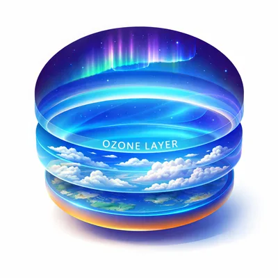 Layered Earth Atmosphere Diagram With Ozone Layer