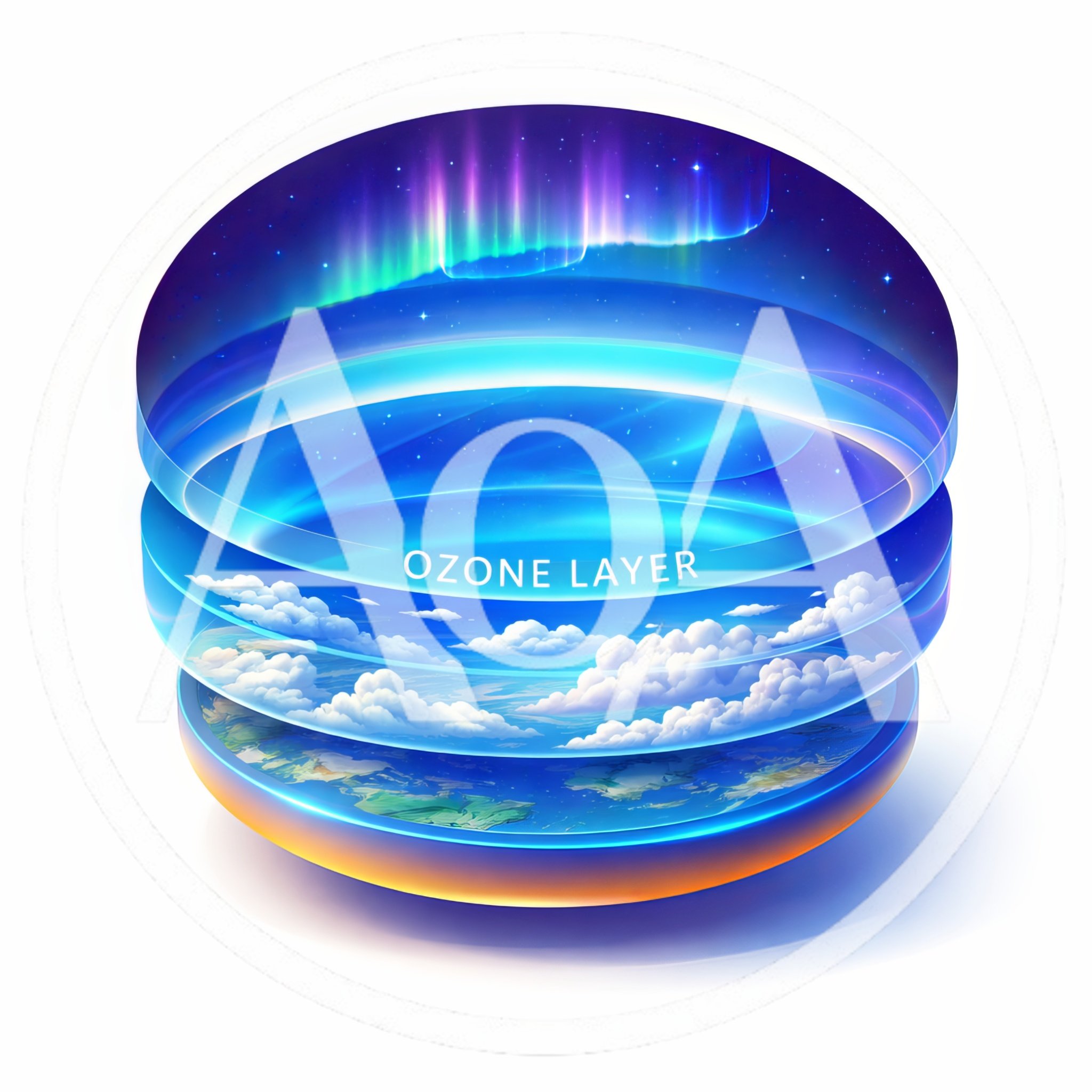 Layered Earth Atmosphere Diagram With Ozone Layer