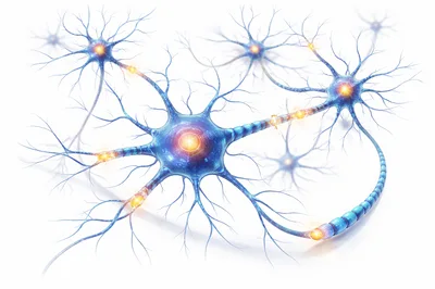 Digital Illustration Of Interconnected Neurons And Synaptic Activity
