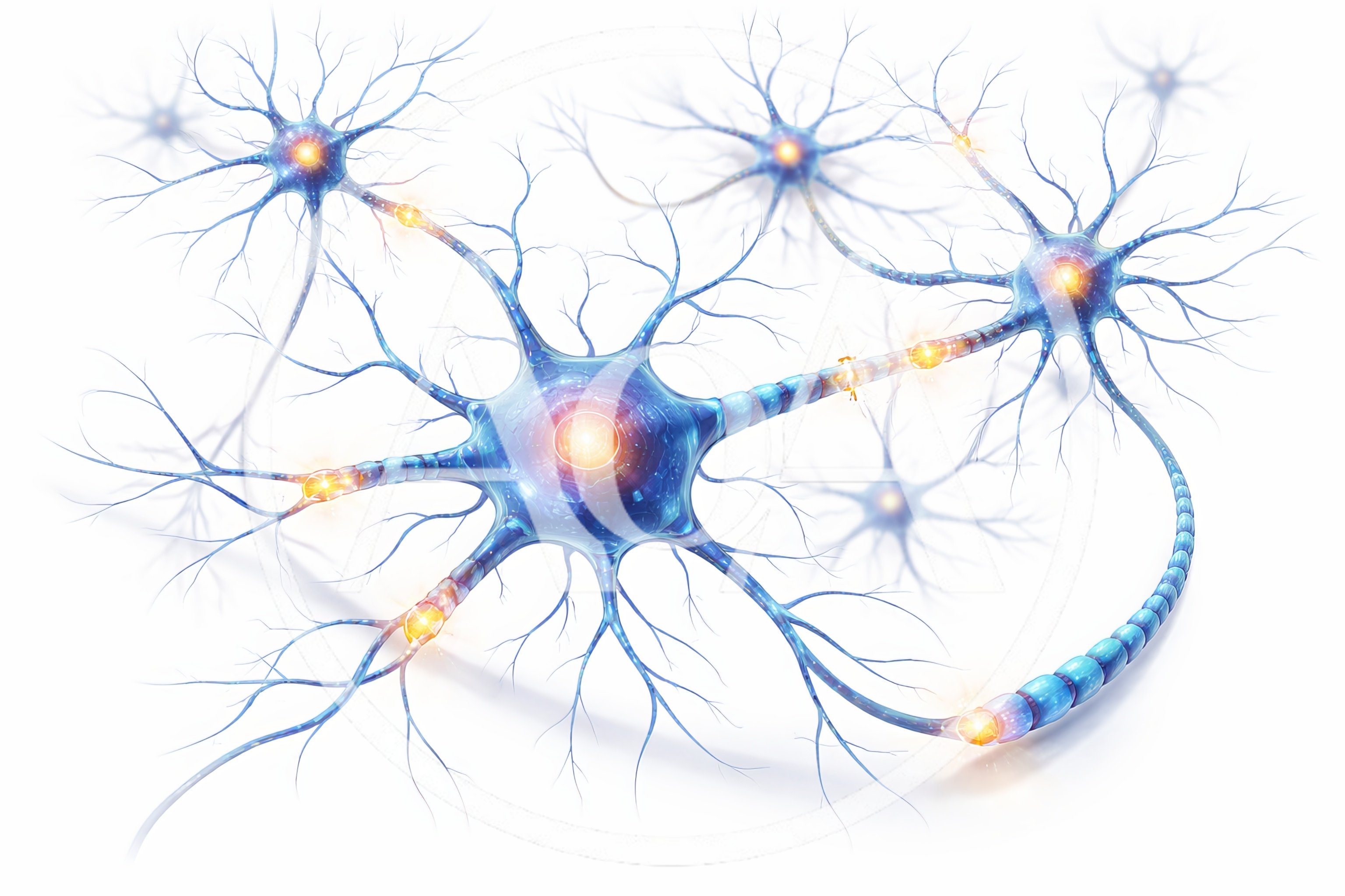 Digital Illustration Of Interconnected Neurons And Synaptic Activity