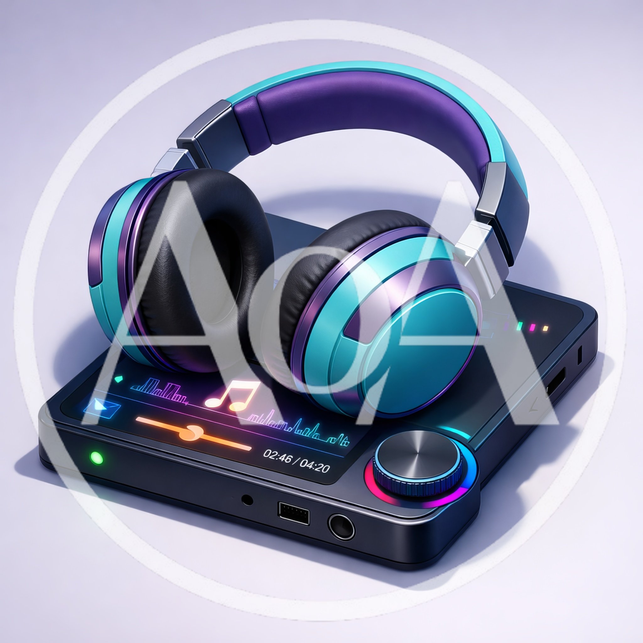 Modern Wireless Headphones Resting On A Digital Music Player
