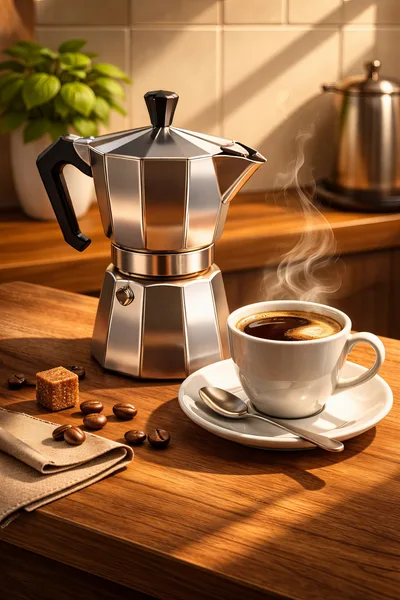 Moka Pot Coffee Maker With Steaming Cup