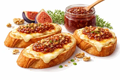 Gourmet Fig Jam and Brie Cheese Toasts
