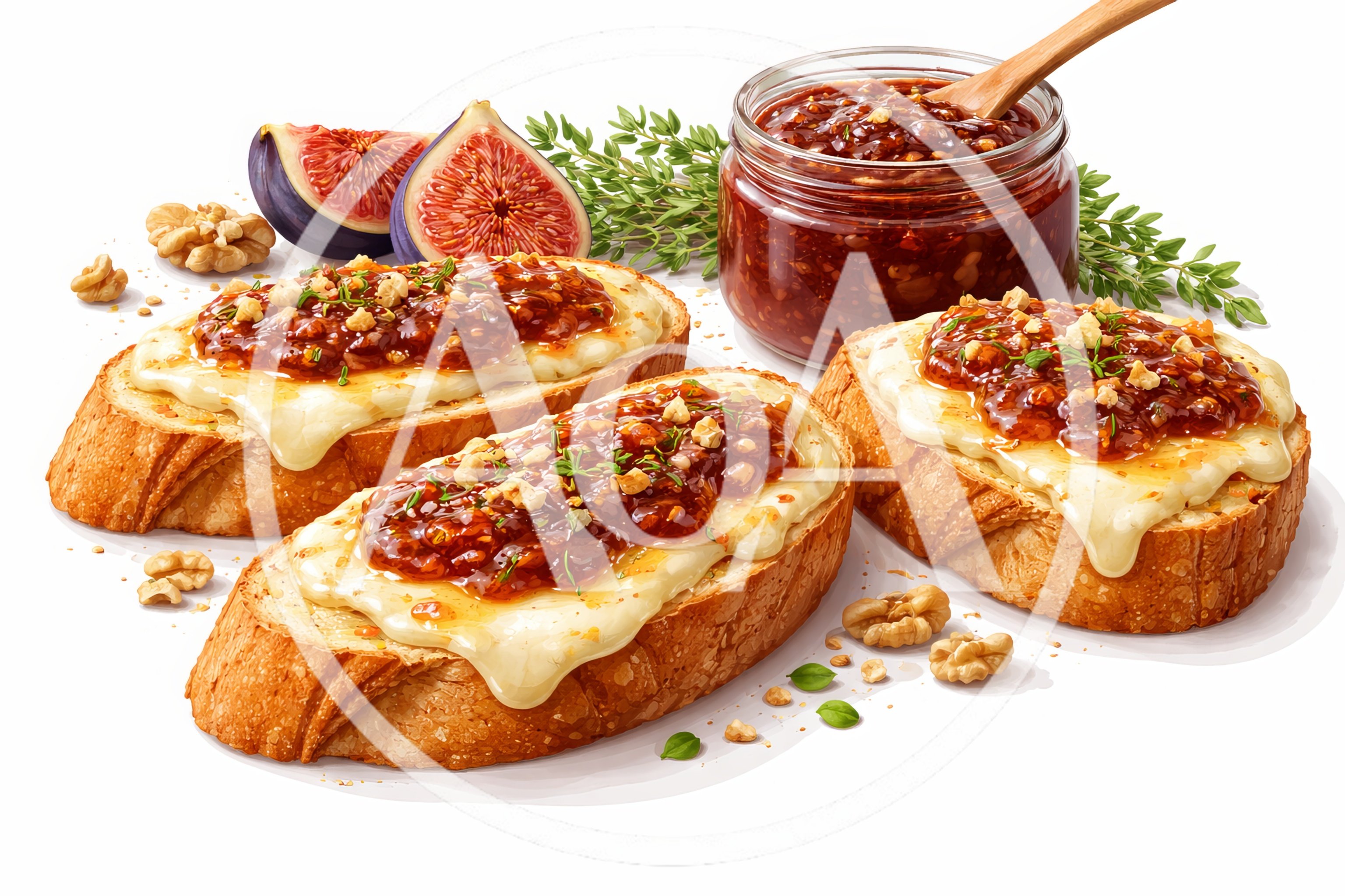 Gourmet Fig Jam and Brie Cheese Toasts