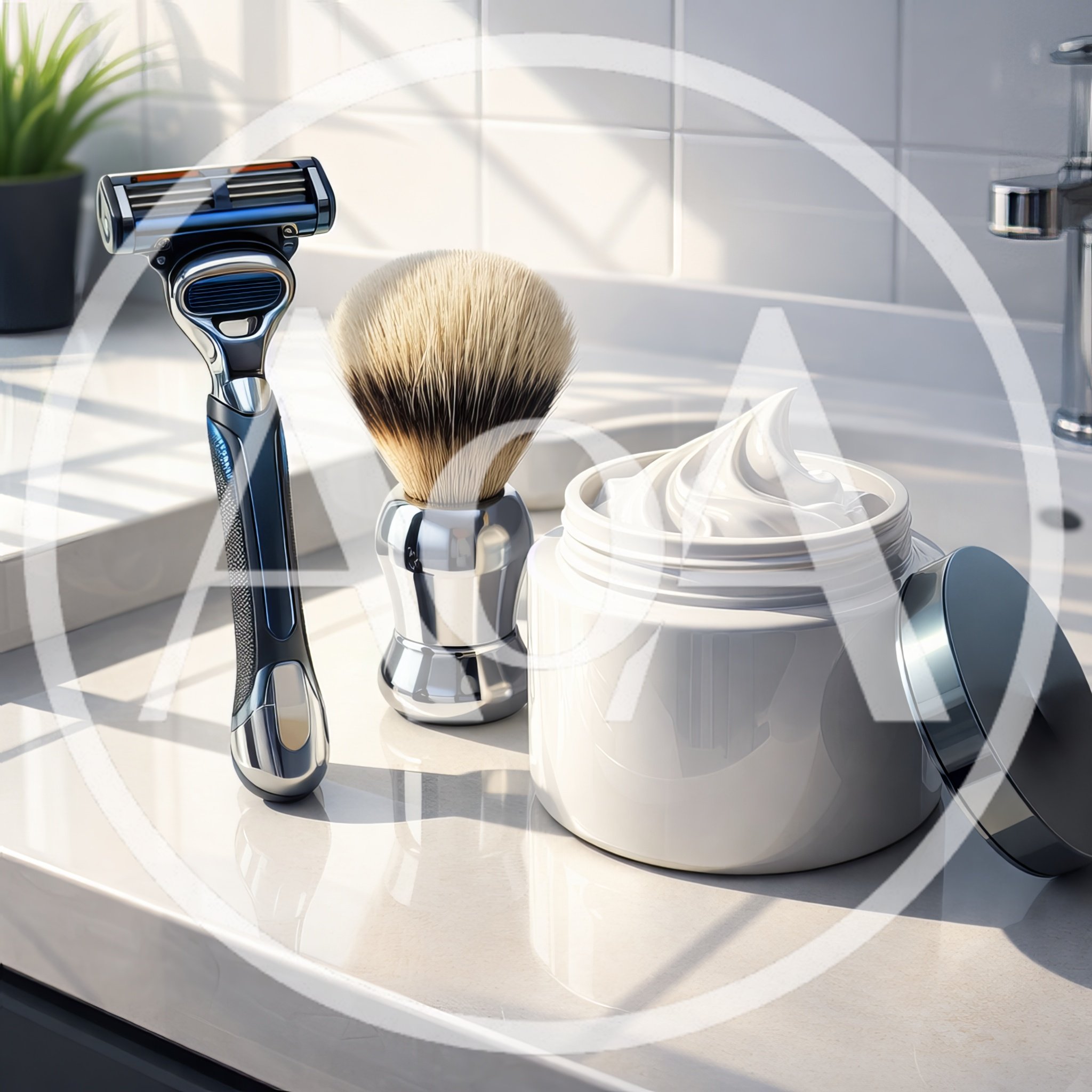 Shaving Essentials Set on a Bathroom Countertop