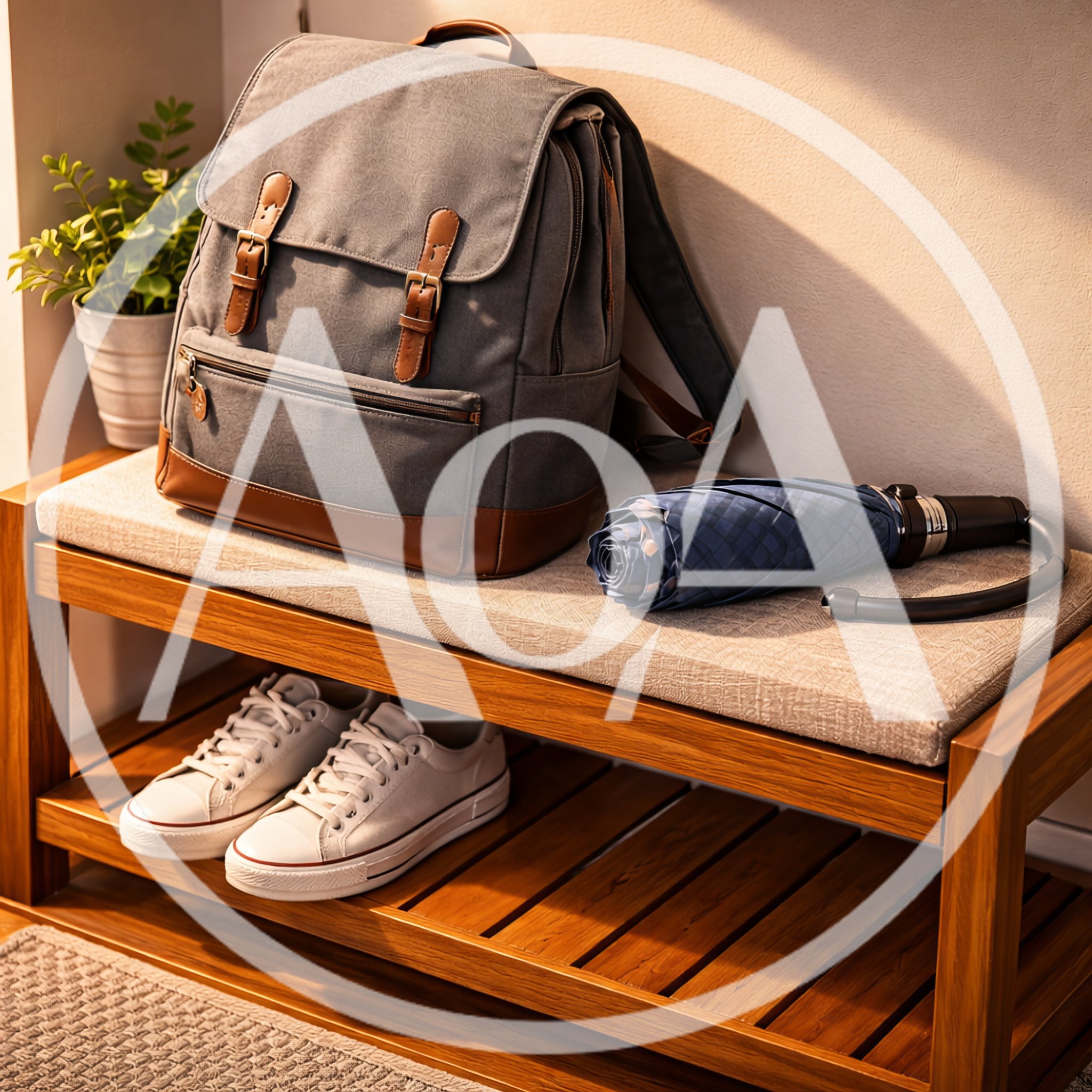 Entryway Bench With Backpack And Shoes
