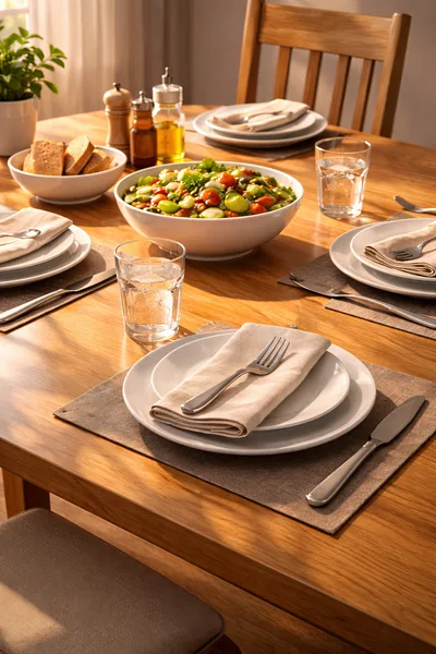 Elegant Dining Table Set For A Healthy Lunch