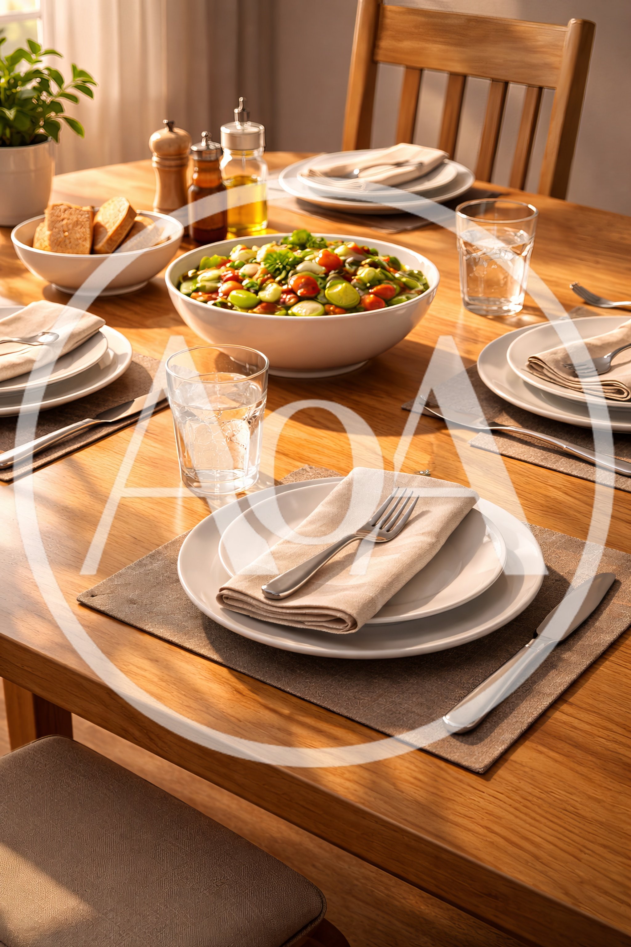 Elegant Dining Table Set For A Healthy Lunch